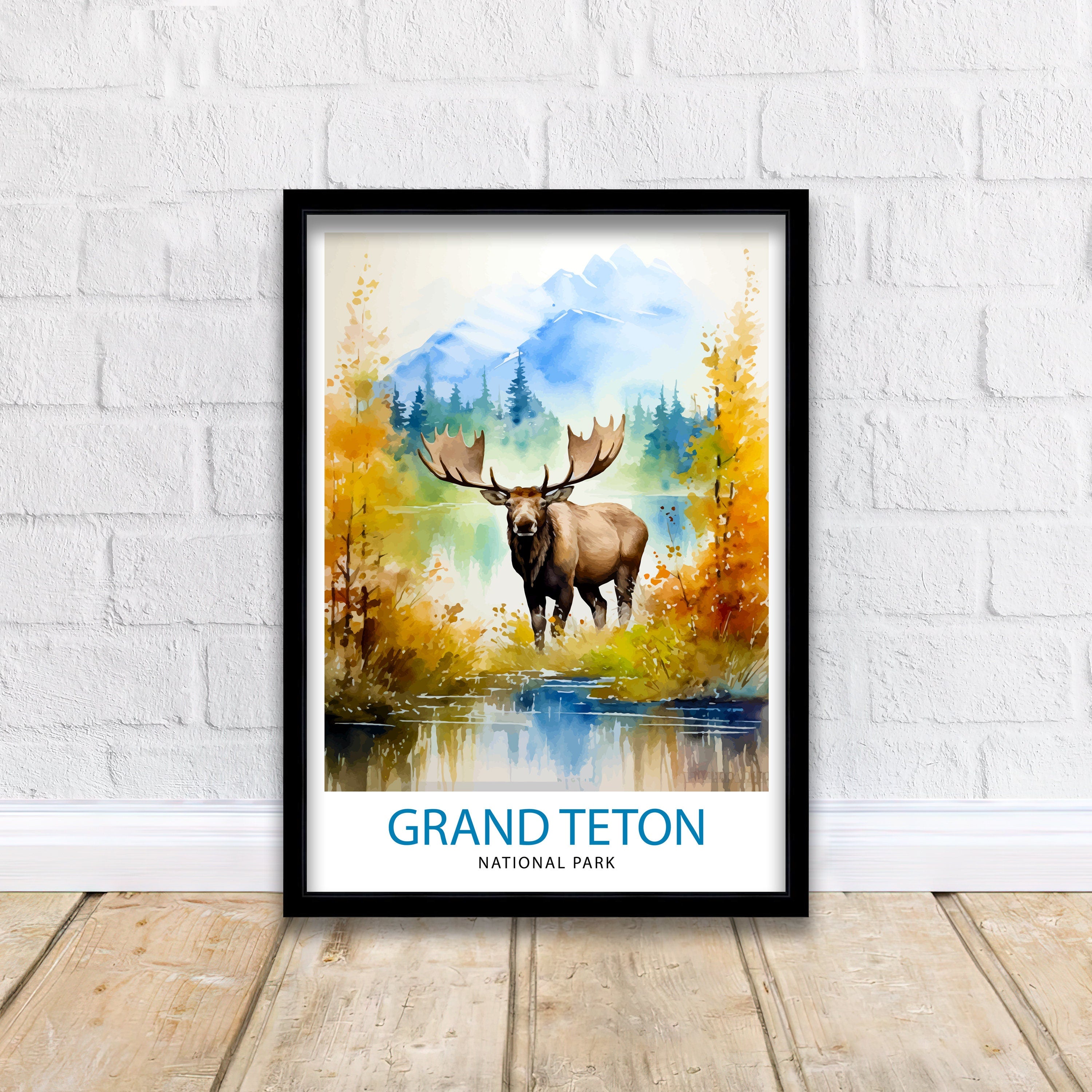 Grand Teton National Park Travel Print| Mountain Wall Art Wyoming Home Decor Nature Poster | Adventure Gift