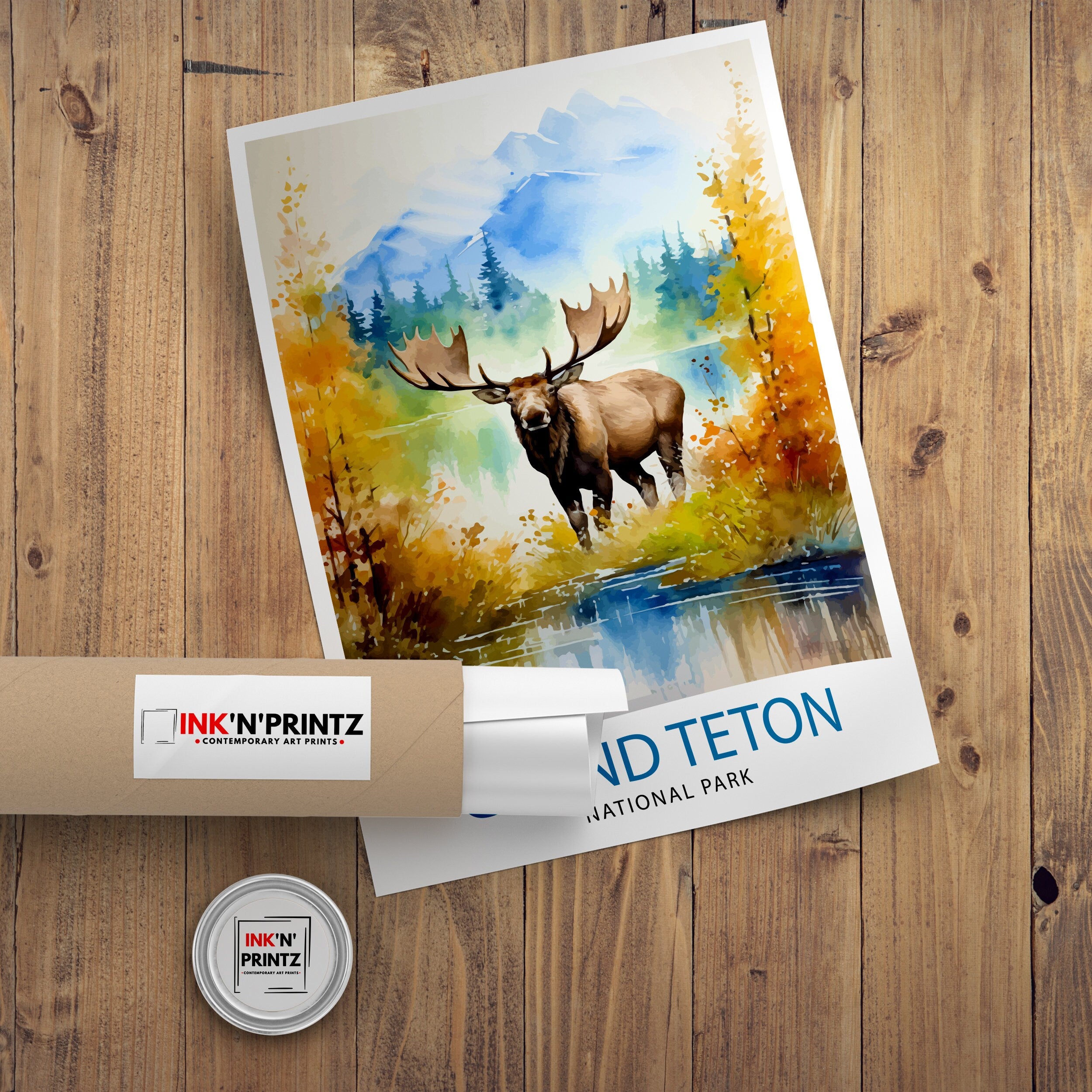Grand Teton National Park Travel Print| Mountain Wall Art Wyoming Home Decor Nature Poster | Adventure Gift