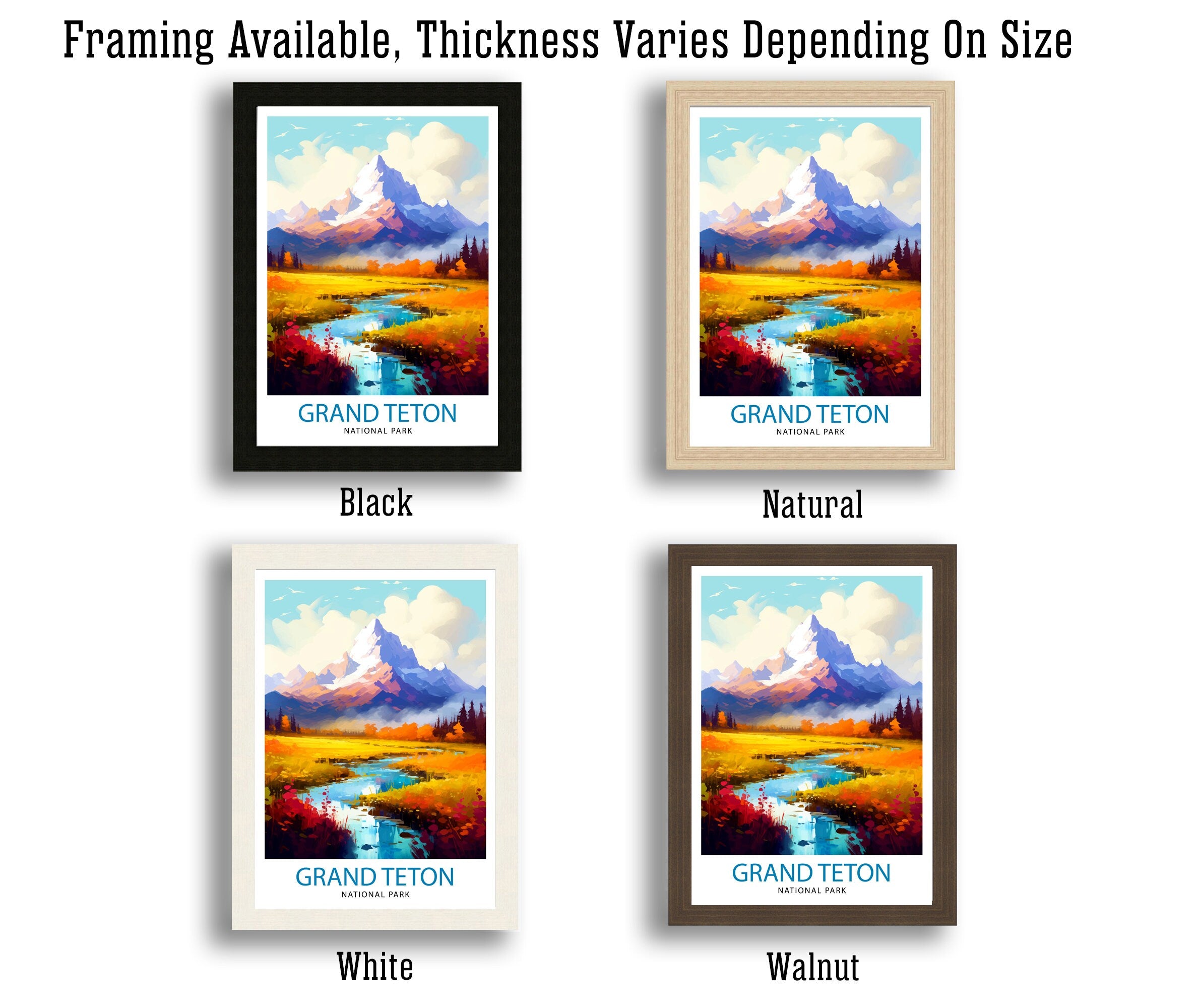 Grand Teton National Park Travel Print| Mountain Wall Art Wyoming Home Decor Nature Poster | Adventure Gift