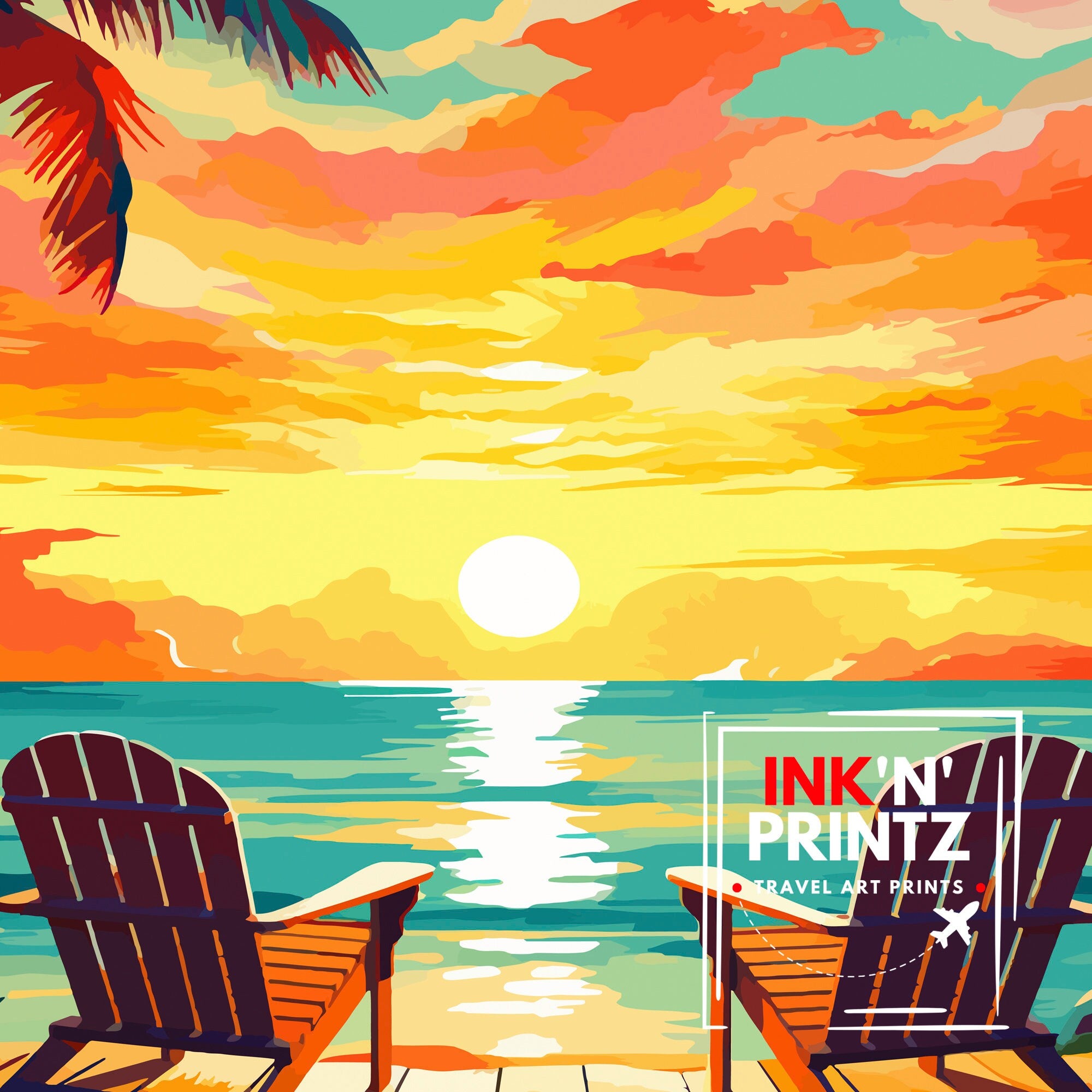 Aruba Caribbean Island Art Print Tropical Beach Decor Aruba Wall Art Caribbean Sea Poster Aruba Travel Illustration Island Home Decor