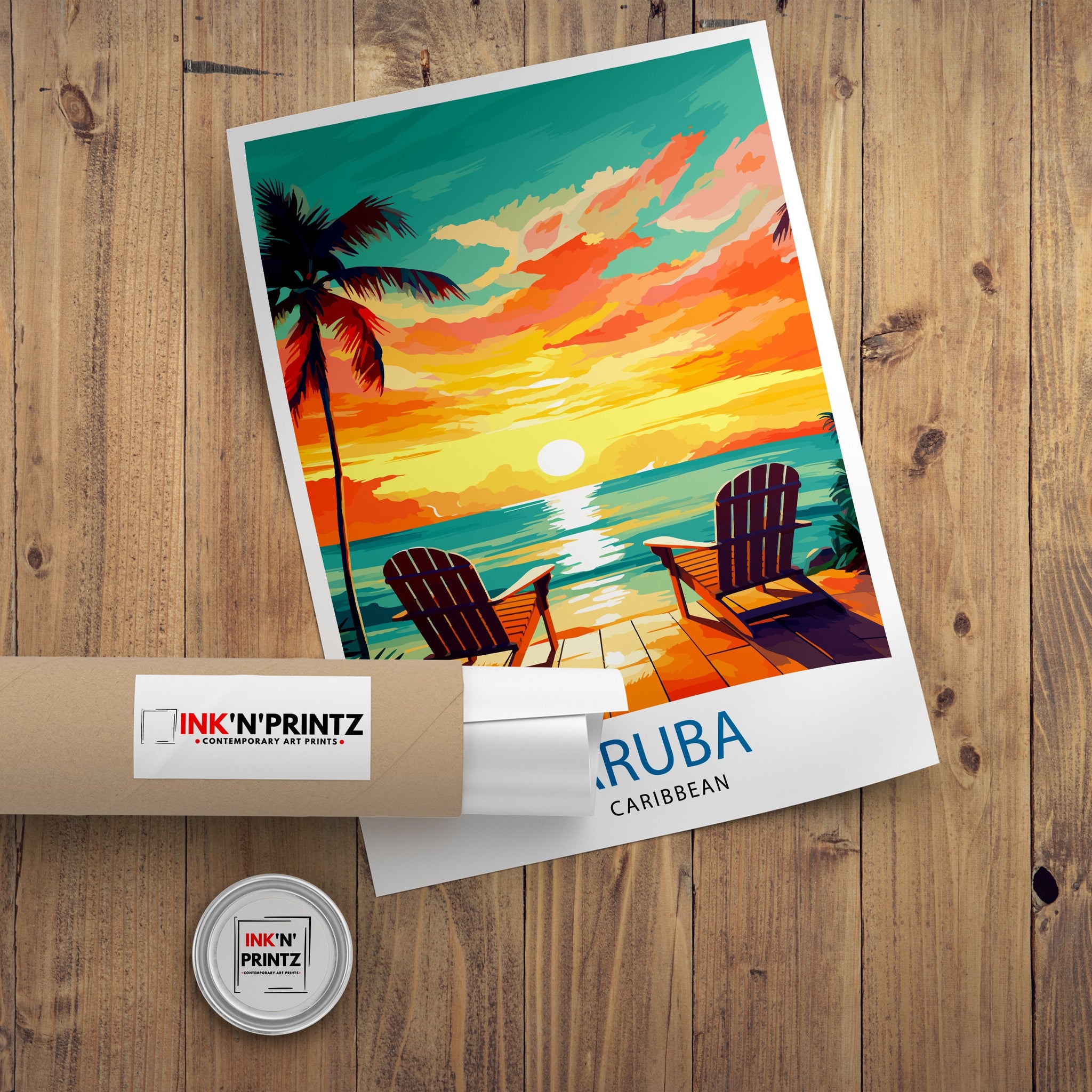 Aruba Caribbean Island Art Print Tropical Beach Decor Aruba Wall Art Caribbean Sea Poster Aruba Travel Illustration Island Home Decor
