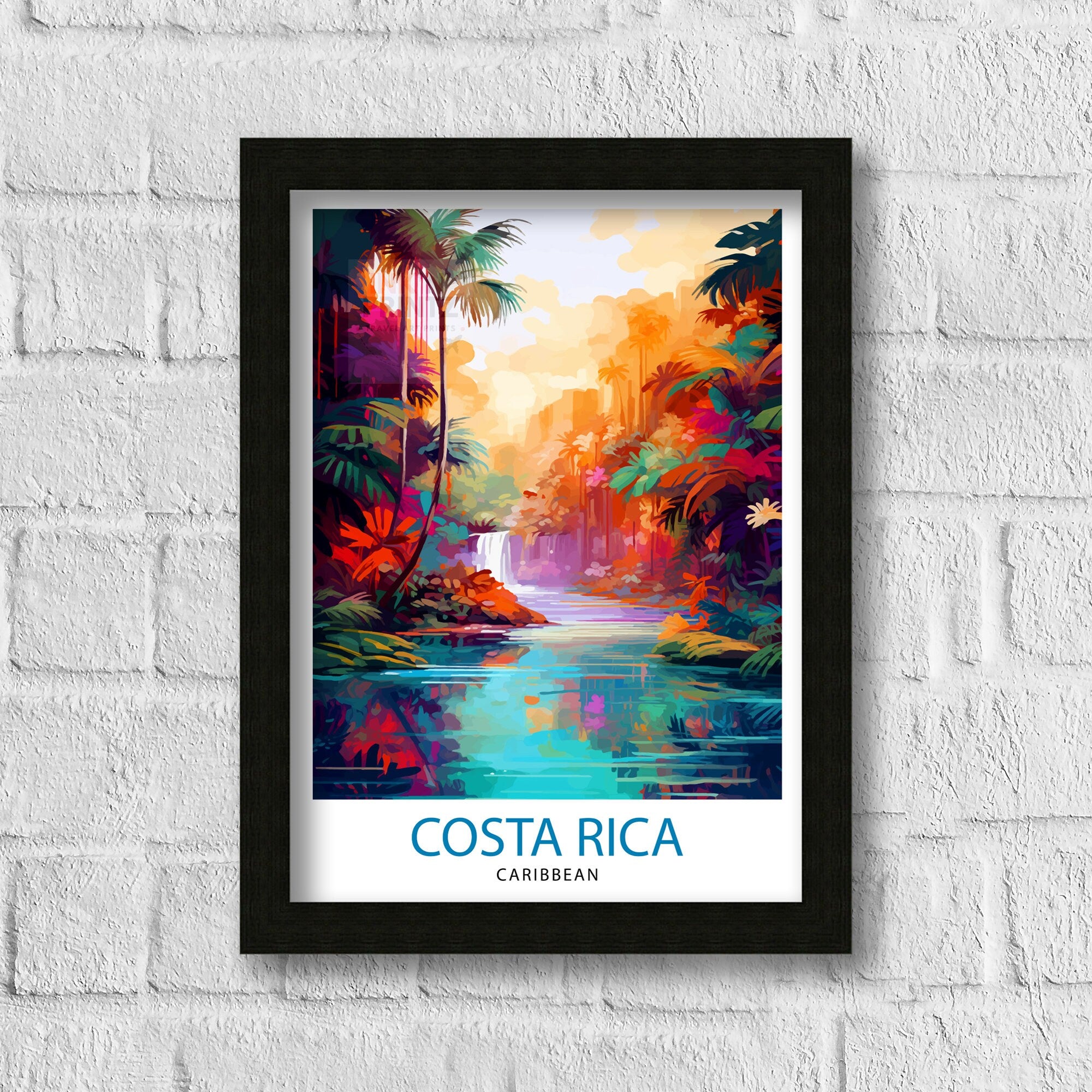 Costa Rica Caribbean Print Tropical Rainforest Art Costa Rica Wall Art Caribbean Sea Poster Pura Vida Illustration Exotic Wildlife Decor