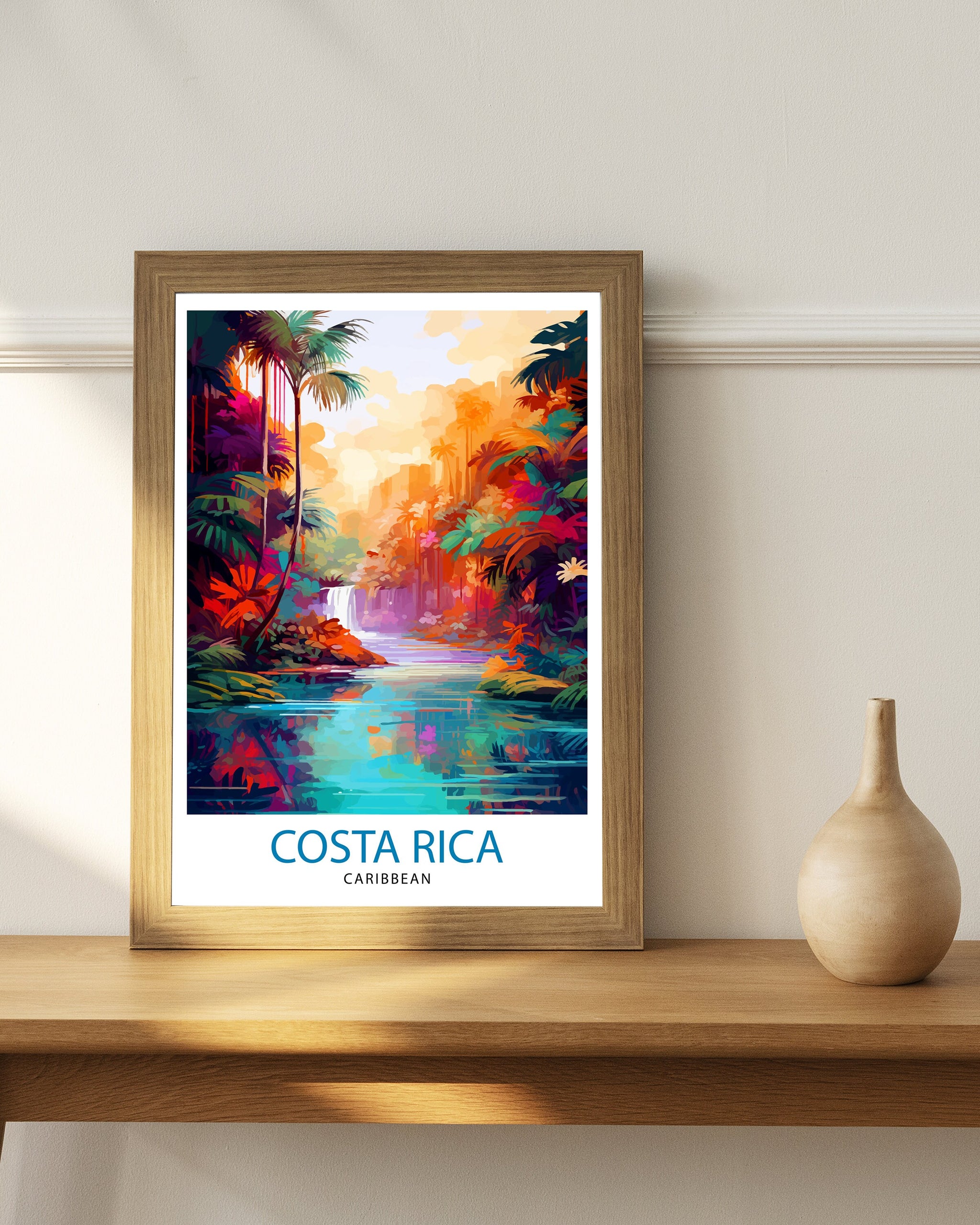 Costa Rica Caribbean Print Tropical Rainforest Art Costa Rica Wall Art Caribbean Sea Poster Pura Vida Illustration Exotic Wildlife Decor