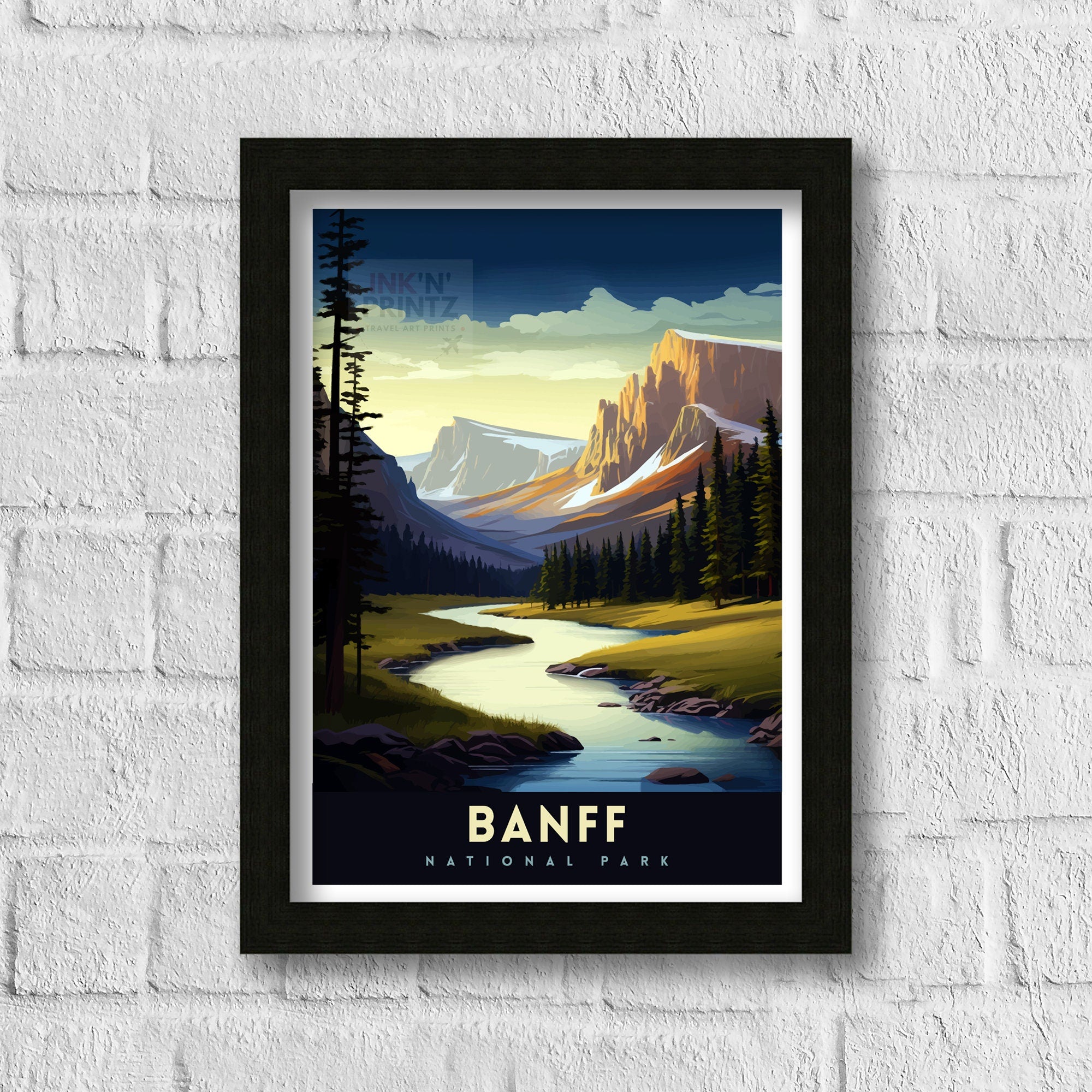 Banff National Park Travel Print Banff Wall Decor Banff Home Decor Banff Canada Illustration Travel Poster Gift For Banff Canada Home Decor