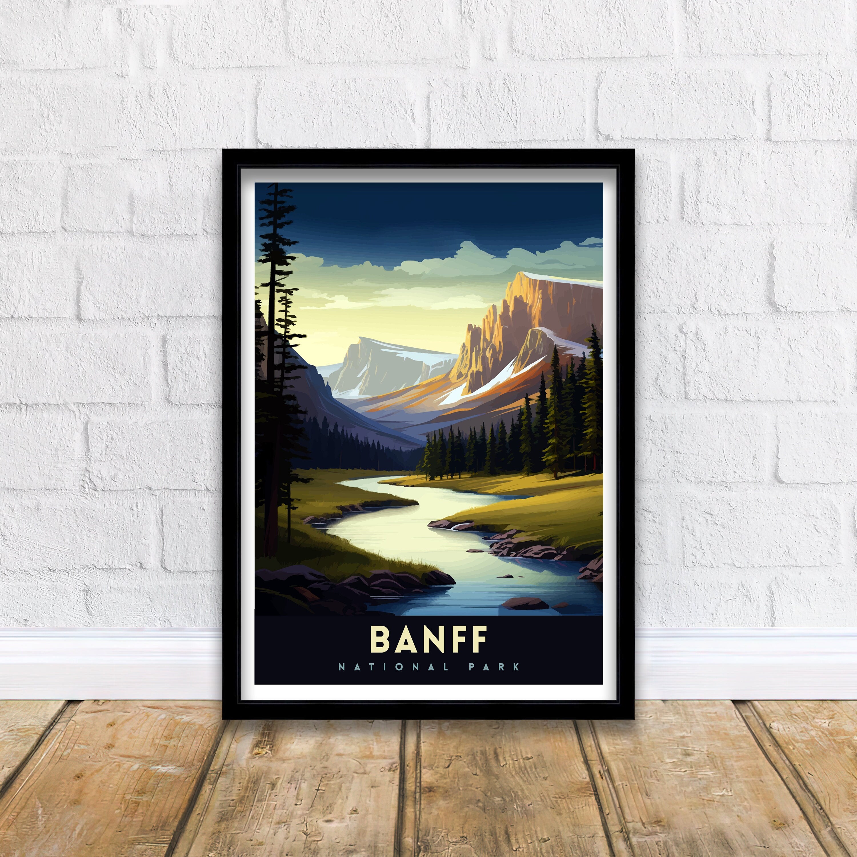 Banff National Park Travel Print Banff Wall Decor Banff Home Decor Banff Canada Illustration Travel Poster Gift For Banff Canada Home Decor