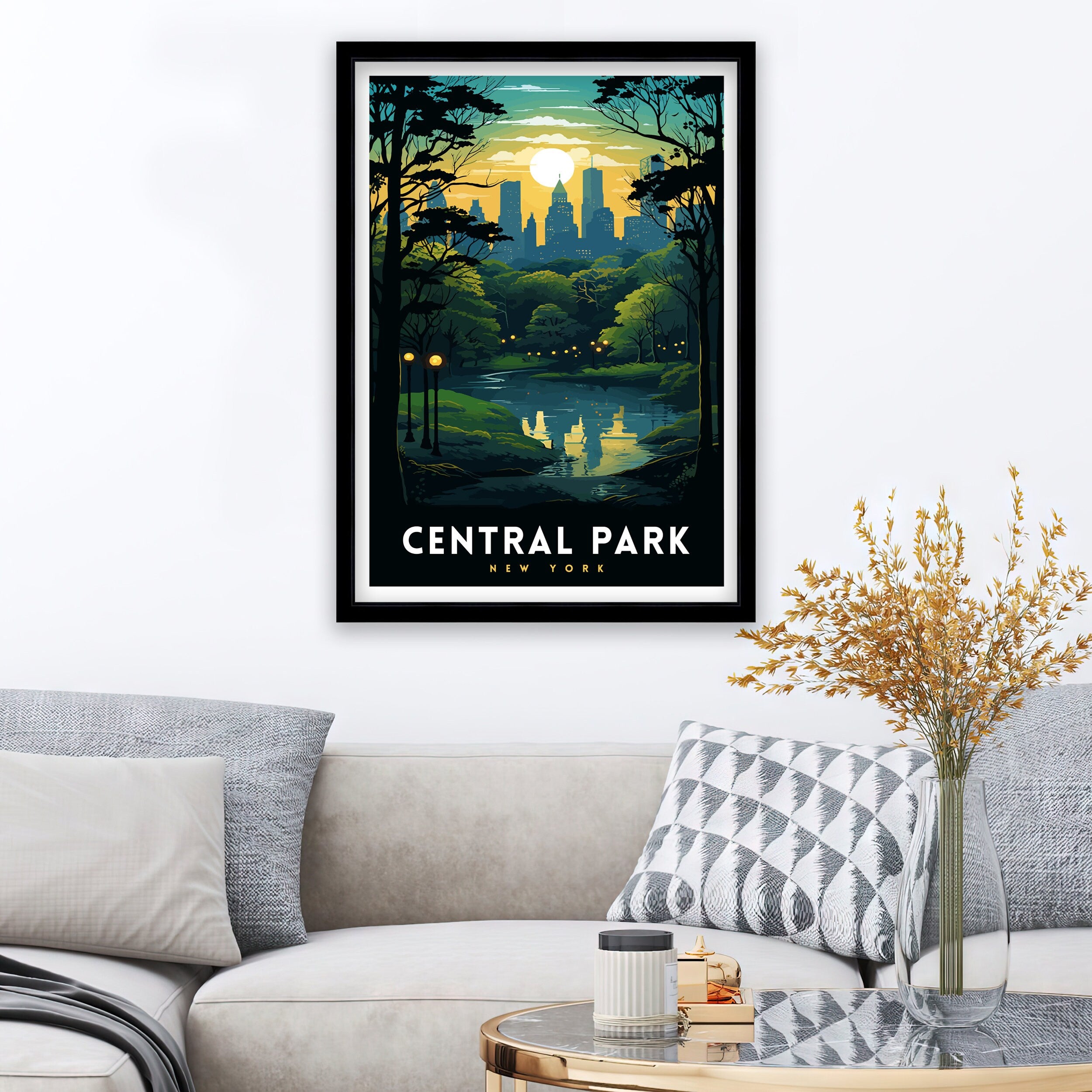 Central Park New York Travel Print| NYC Wall Decor Central Park Poster New York City Travel Prints Central Park Art Print NYC Illustration