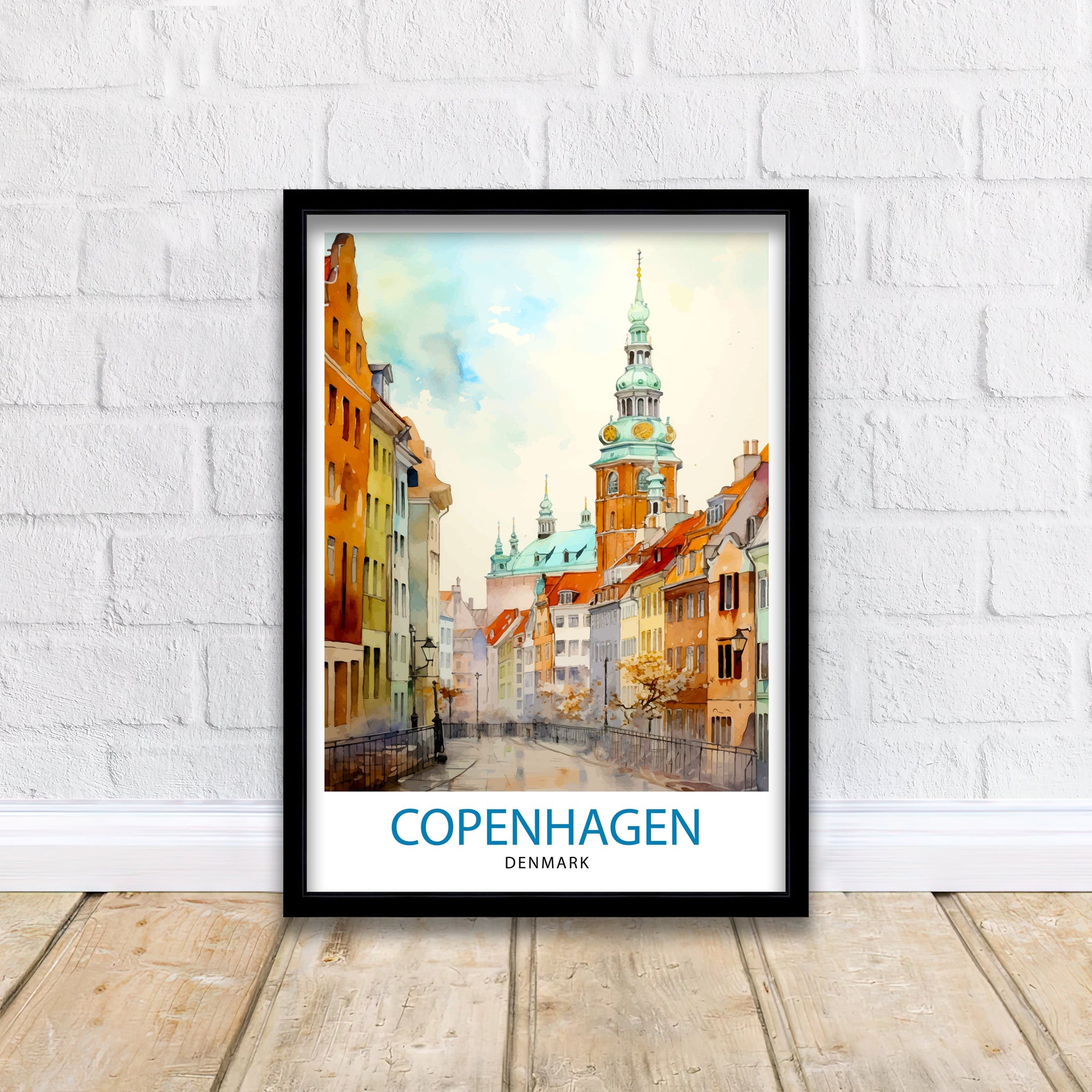 Copenhagen Travel Print Denmark Wall Art Copenhagen Home Decor Copenhagen Illustration Travel Poster Gift Denmark Home Decor
