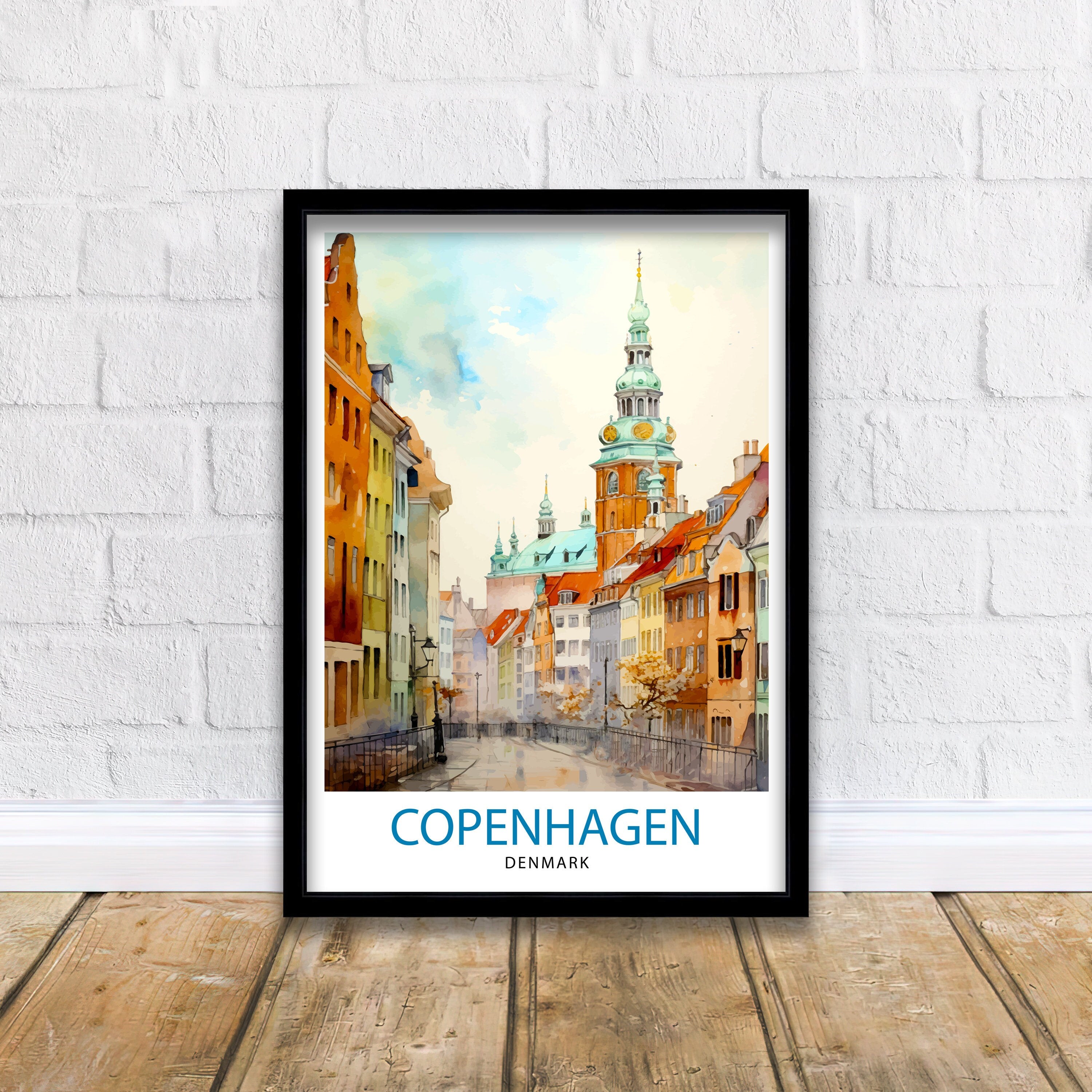 Copenhagen Travel Print Denmark Wall Art Copenhagen Home Decor Copenhagen Illustration Travel Poster Gift Denmark Home Decor