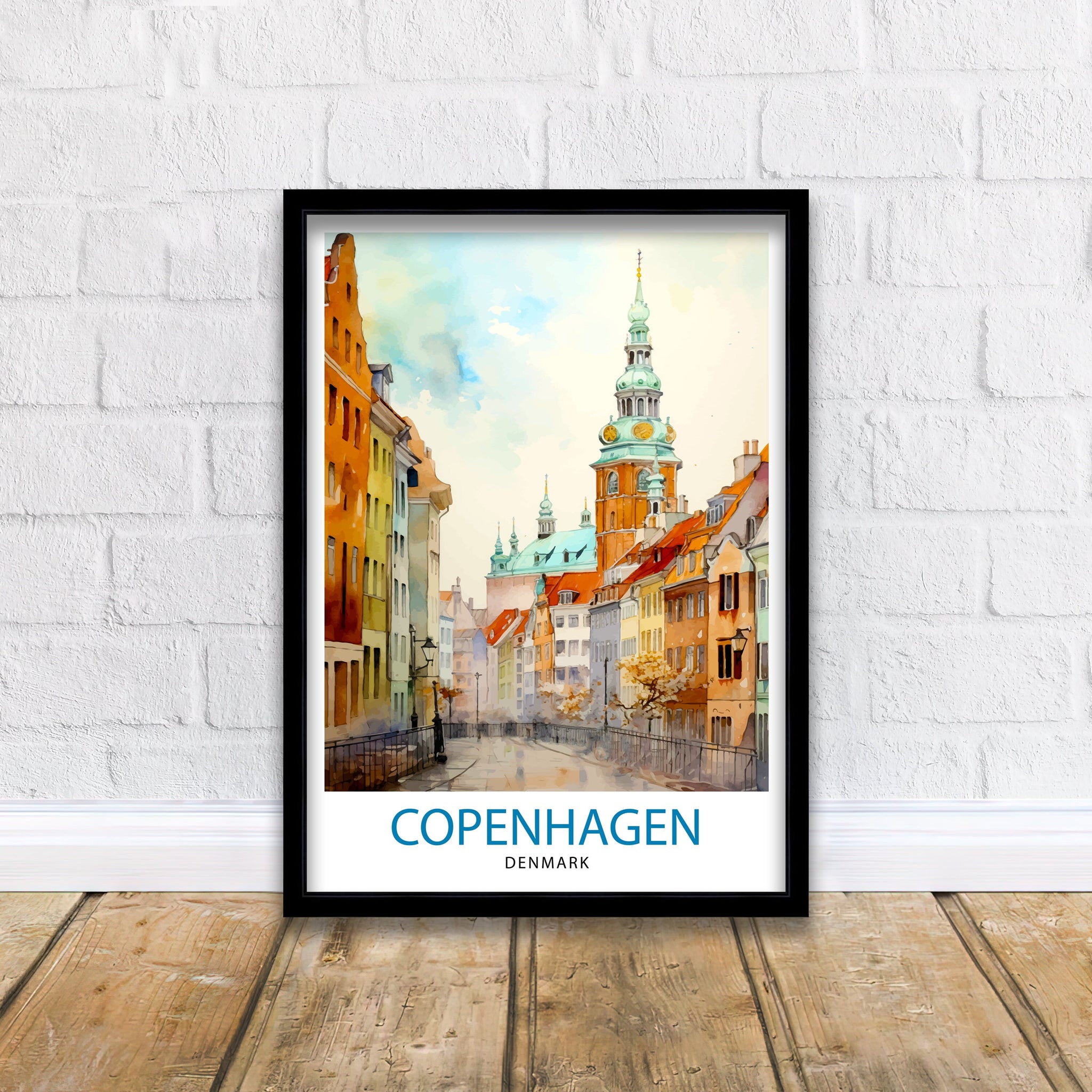 Copenhagen Travel Print Denmark Wall Art Copenhagen Home Decor Copenhagen Illustration Travel Poster Gift Denmark Home Decor