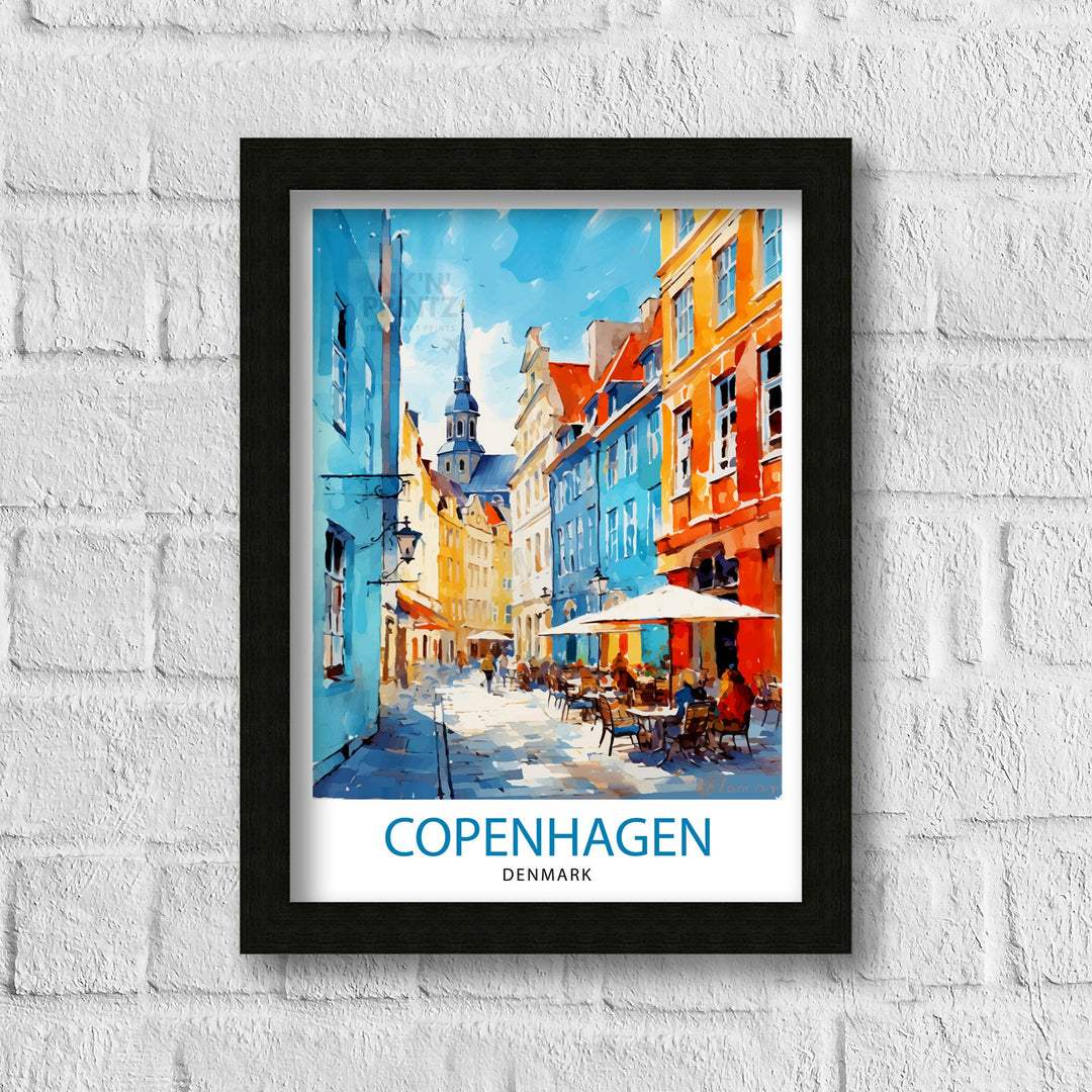 Copenhagen Travel Print Denmark Wall Art Copenhagen Home Decor Copenhagen Illustration Travel Poster Gift Denmark Home Decor