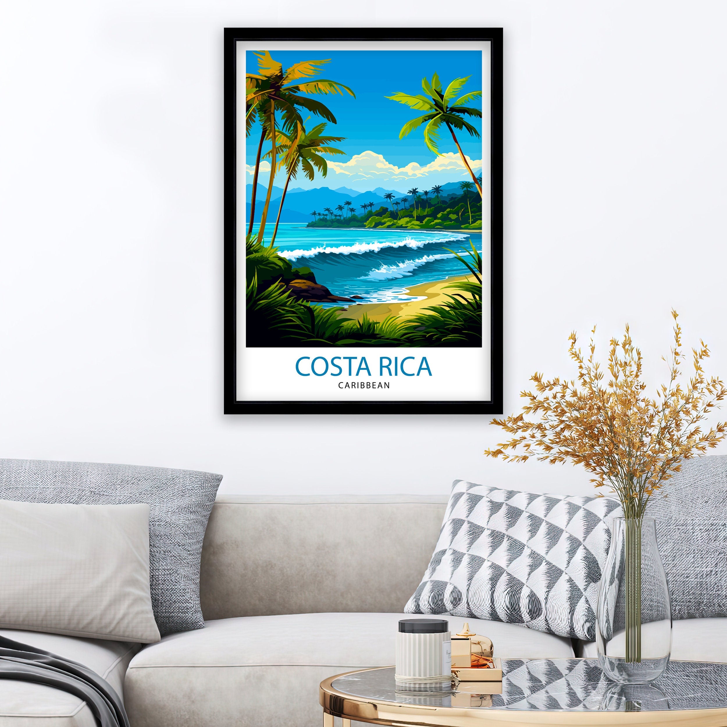 Costa Rica Caribbean Print Tropical Rainforest Art Costa Rica Wall Art Caribbean Sea Poster Pura Vida Illustration Exotic Wildlife Decor