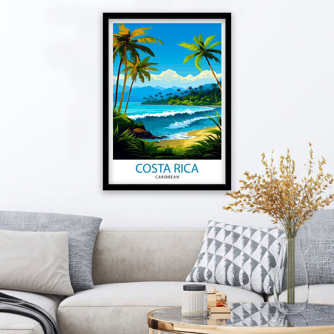 Costa Rica Caribbean Print Tropical Rainforest Art Costa Rica Wall Art Caribbean Sea Poster Pura Vida Illustration Exotic Wildlife Decor