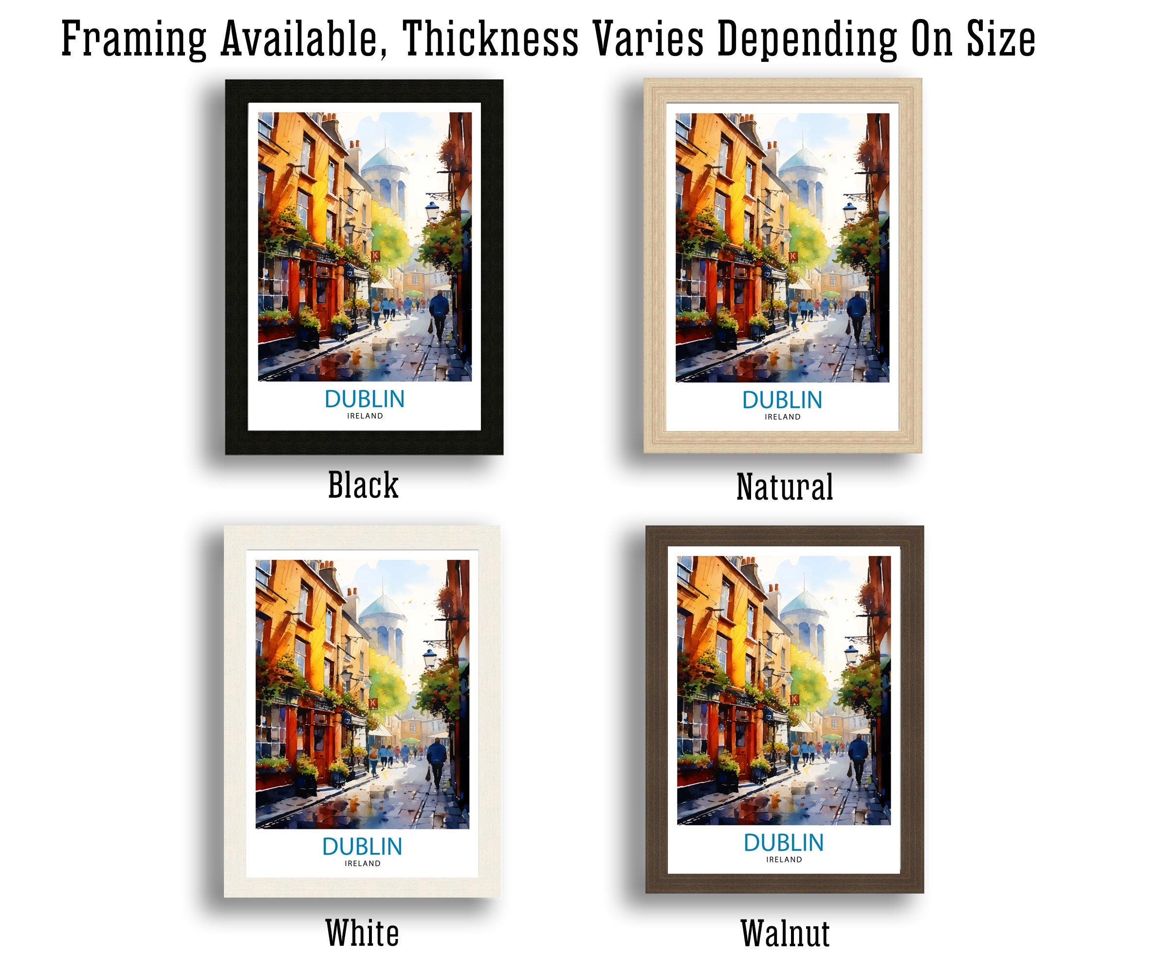Dublin Ireland Cityscape Print Lively Temple Bar Scene Dublin Wall Art Historic Georgian Doors Illustration Irish Pub Poster Cultural Decor