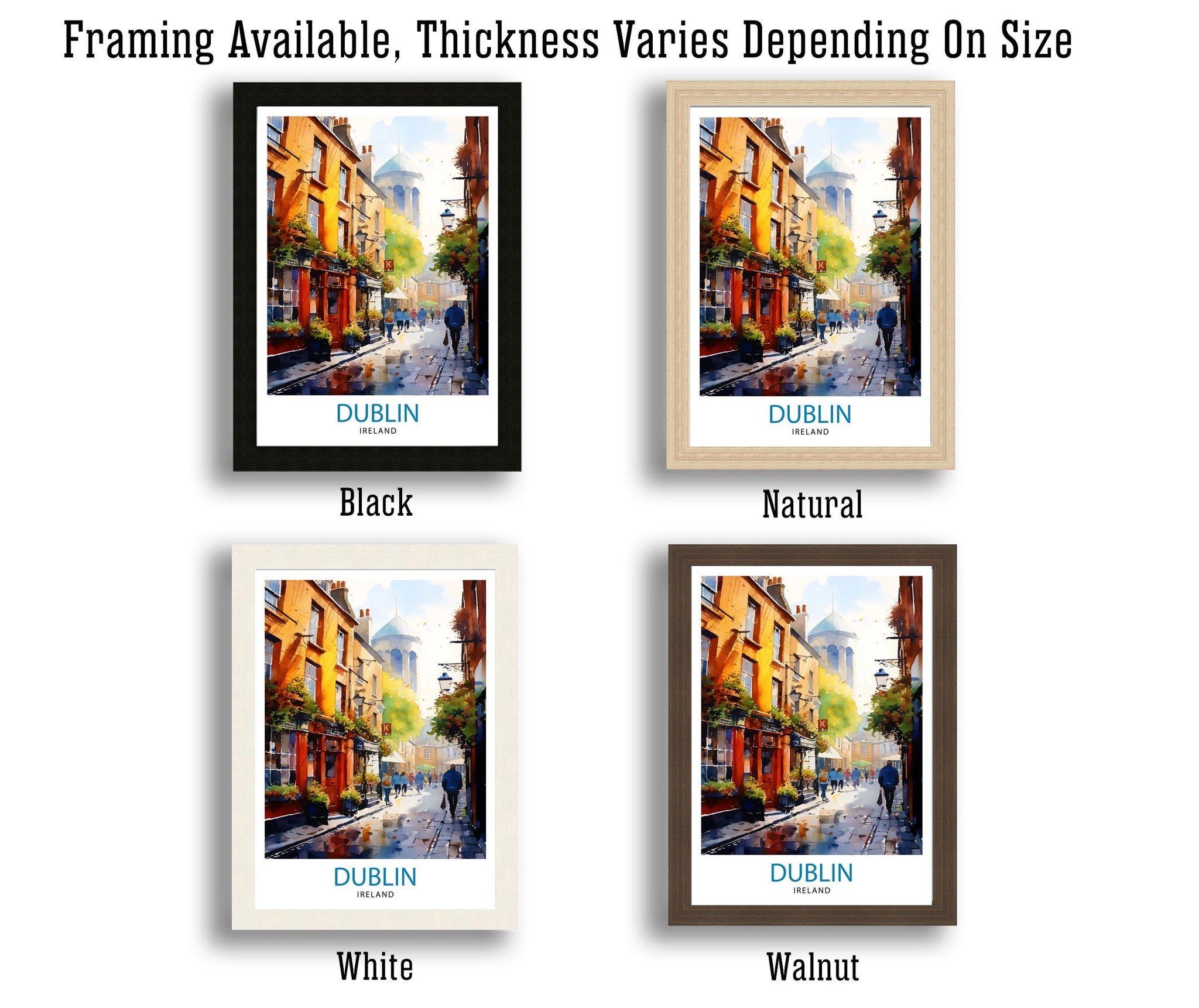 Dublin Ireland Cityscape Print Lively Temple Bar Scene Dublin Wall Art Historic Georgian Doors Illustration Irish Pub Poster Cultural Decor