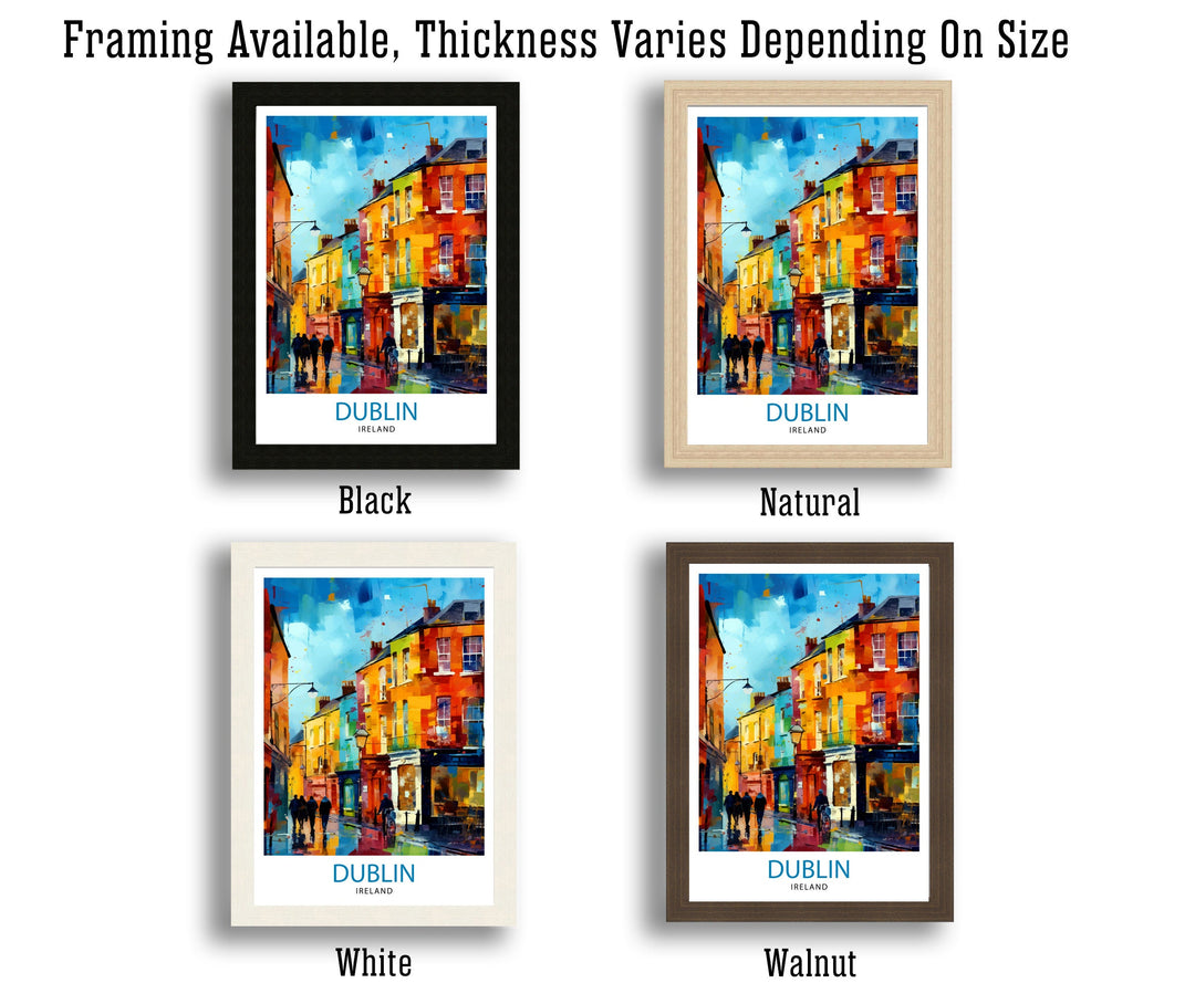 Dublin Ireland Cityscape Poster Lively Temple Bar Scene Dublin Wall Art Historic Georgian Doors Illustration Irish Pub Poster Cultural Decor