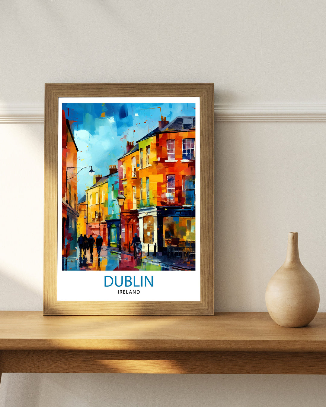 Dublin Ireland Cityscape Print Lively Temple Bar Scene Dublin Wall Art Historic Georgian Doors Illustration Irish Pub Poster Cultural Decor