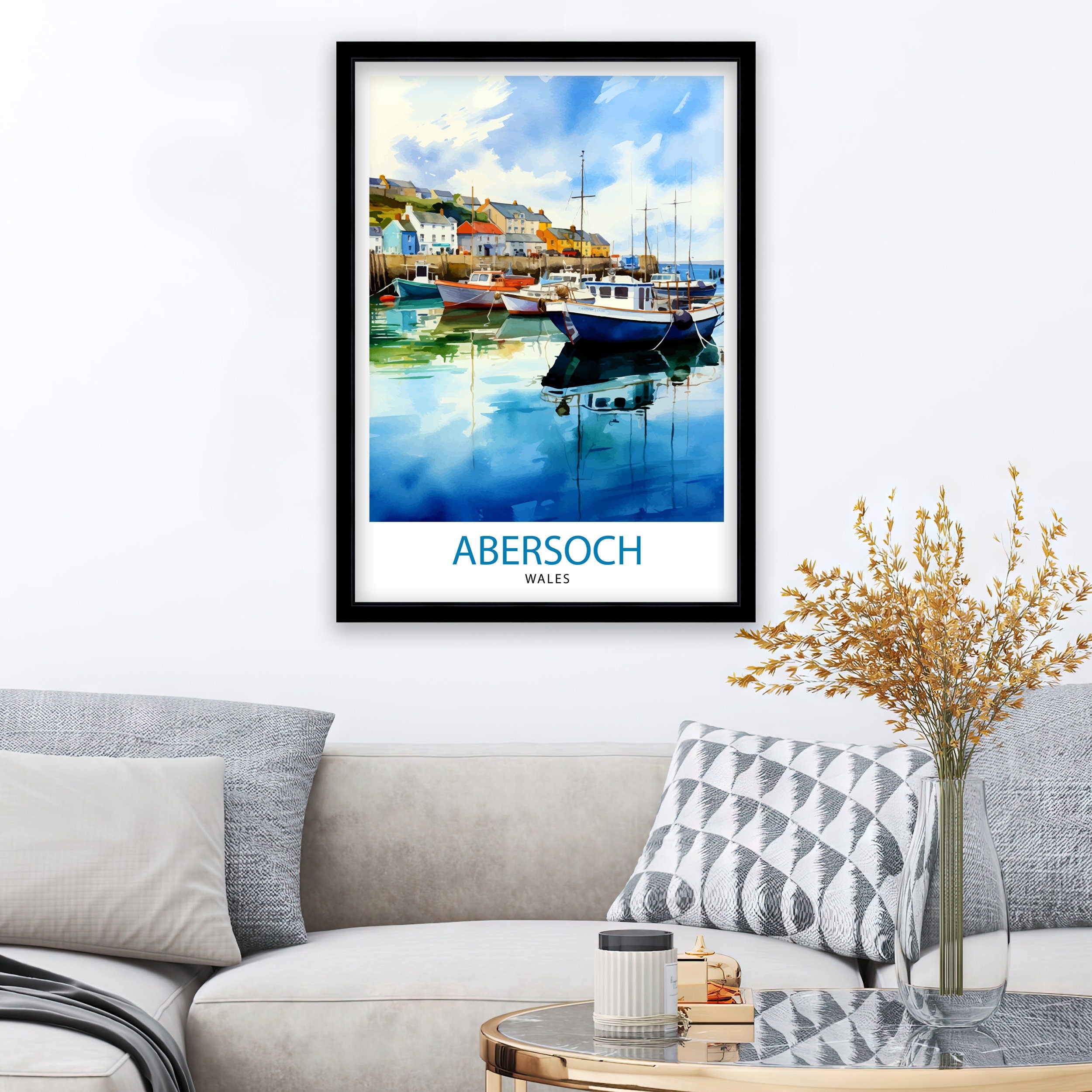 Abersoch Wales Travel Print Abersoch Wall Decor Abersoch Poster Wales Travel Prints Abersoch Art Print Abersoch Illustration Abersoch Wall