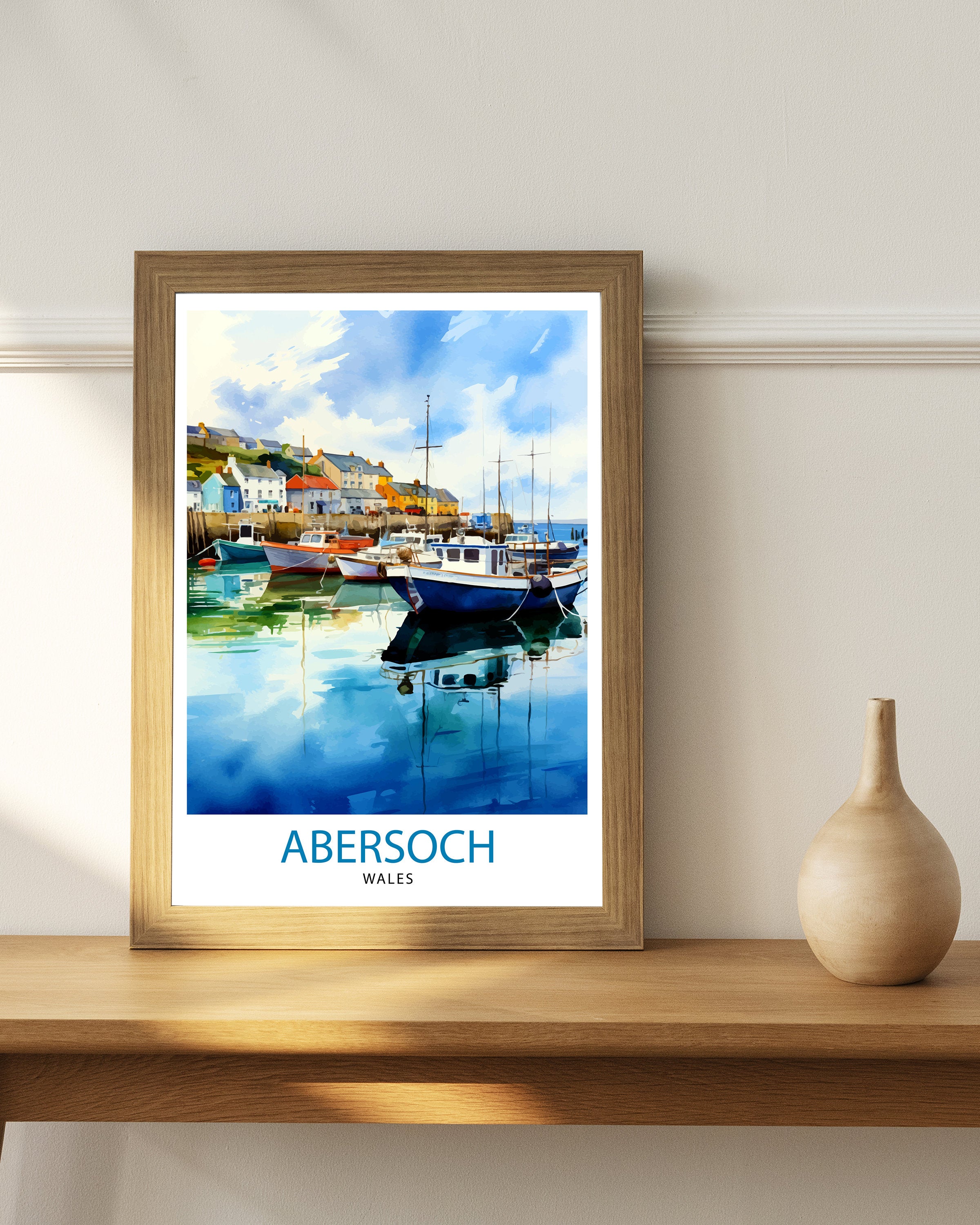 Abersoch Wales Travel Print Abersoch Wall Decor Abersoch Poster Wales Travel Prints Abersoch Art Print Abersoch Illustration Abersoch Wall