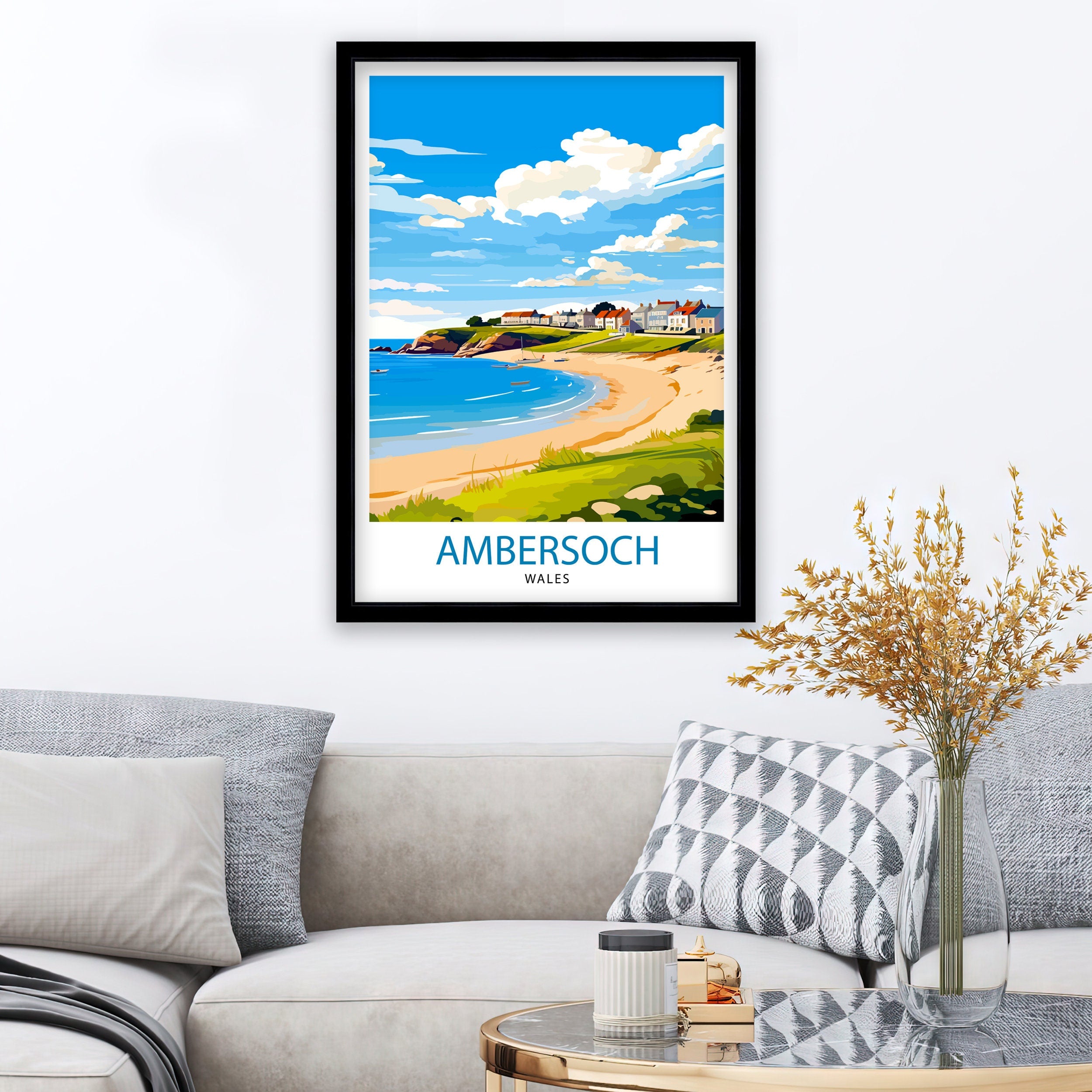 Abersoch Wales Travel Print Abersoch Wall Decor Abersoch Poster Wales Travel Prints Abersoch Art Print Abersoch Illustration Abersoch Wall
