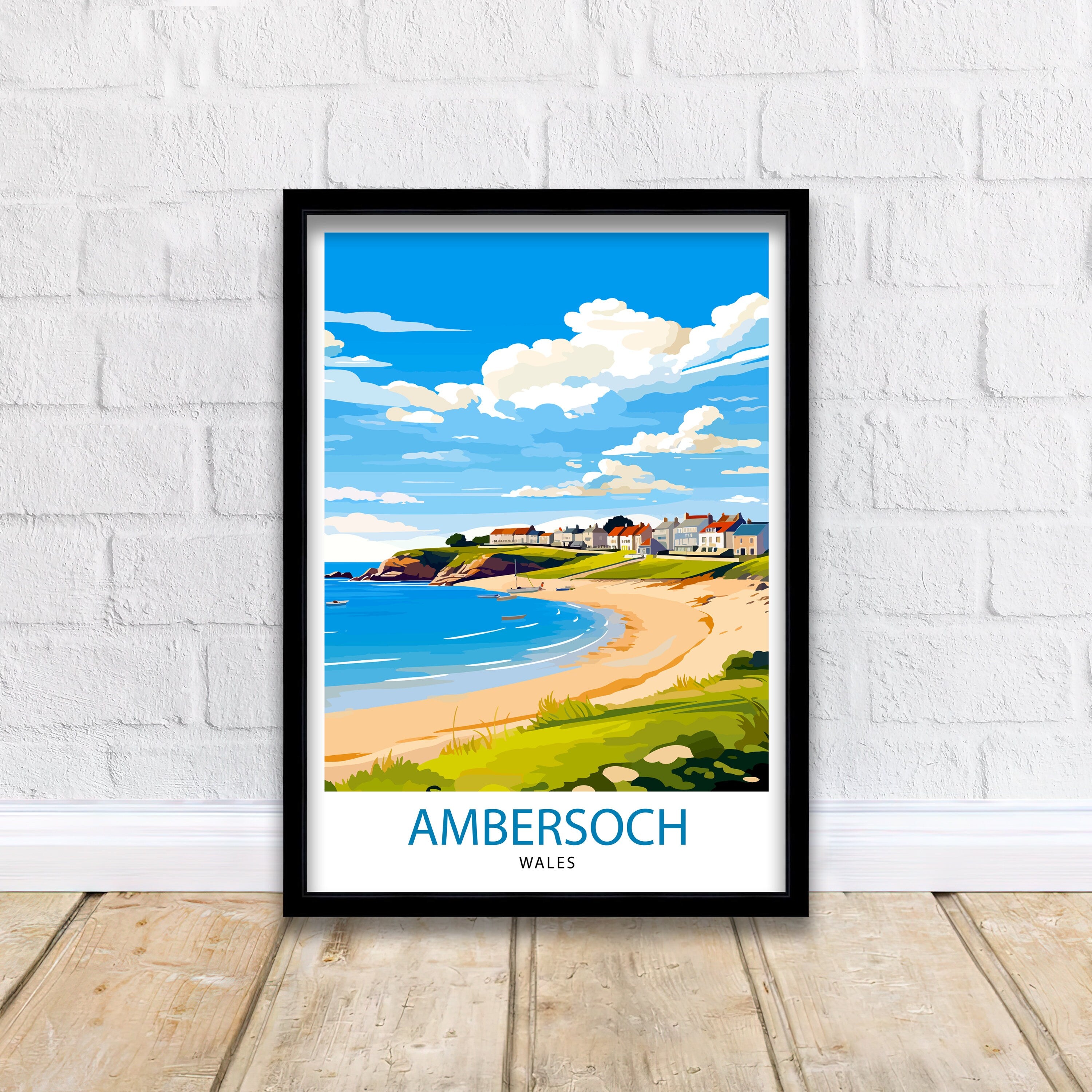 Abersoch Wales Travel Print Abersoch Wall Decor Abersoch Poster Wales Travel Prints Abersoch Art Print Abersoch Illustration Abersoch Wall