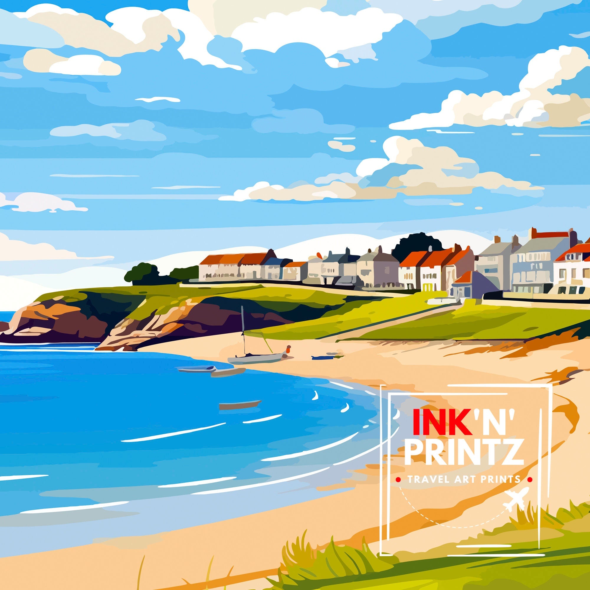 Abersoch Wales Travel Print Abersoch Wall Decor Abersoch Poster Wales Travel Prints Abersoch Art Print Abersoch Illustration Abersoch Wall