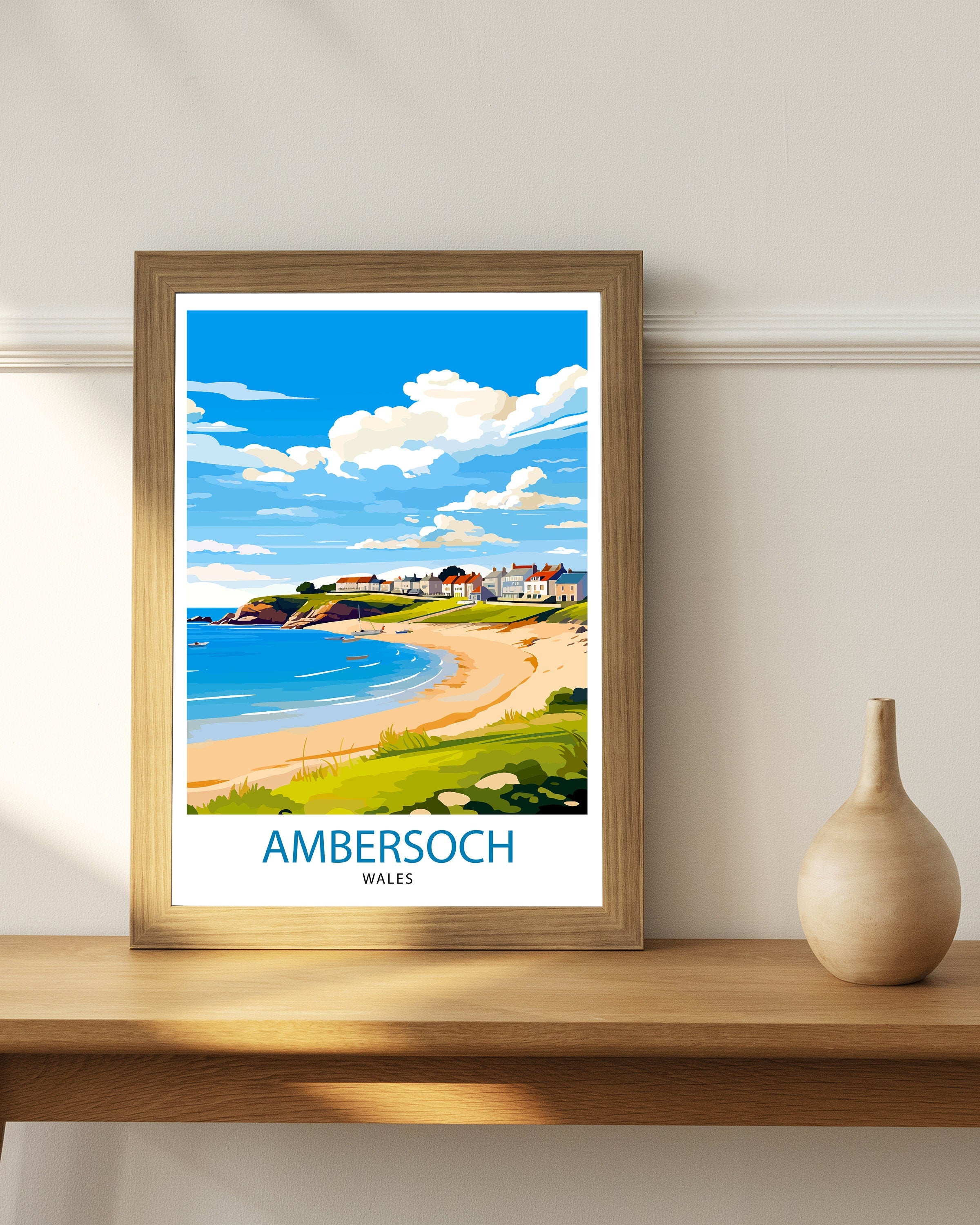 Abersoch Wales Travel Print Abersoch Wall Decor Abersoch Poster Wales Travel Prints Abersoch Art Print Abersoch Illustration Abersoch Wall