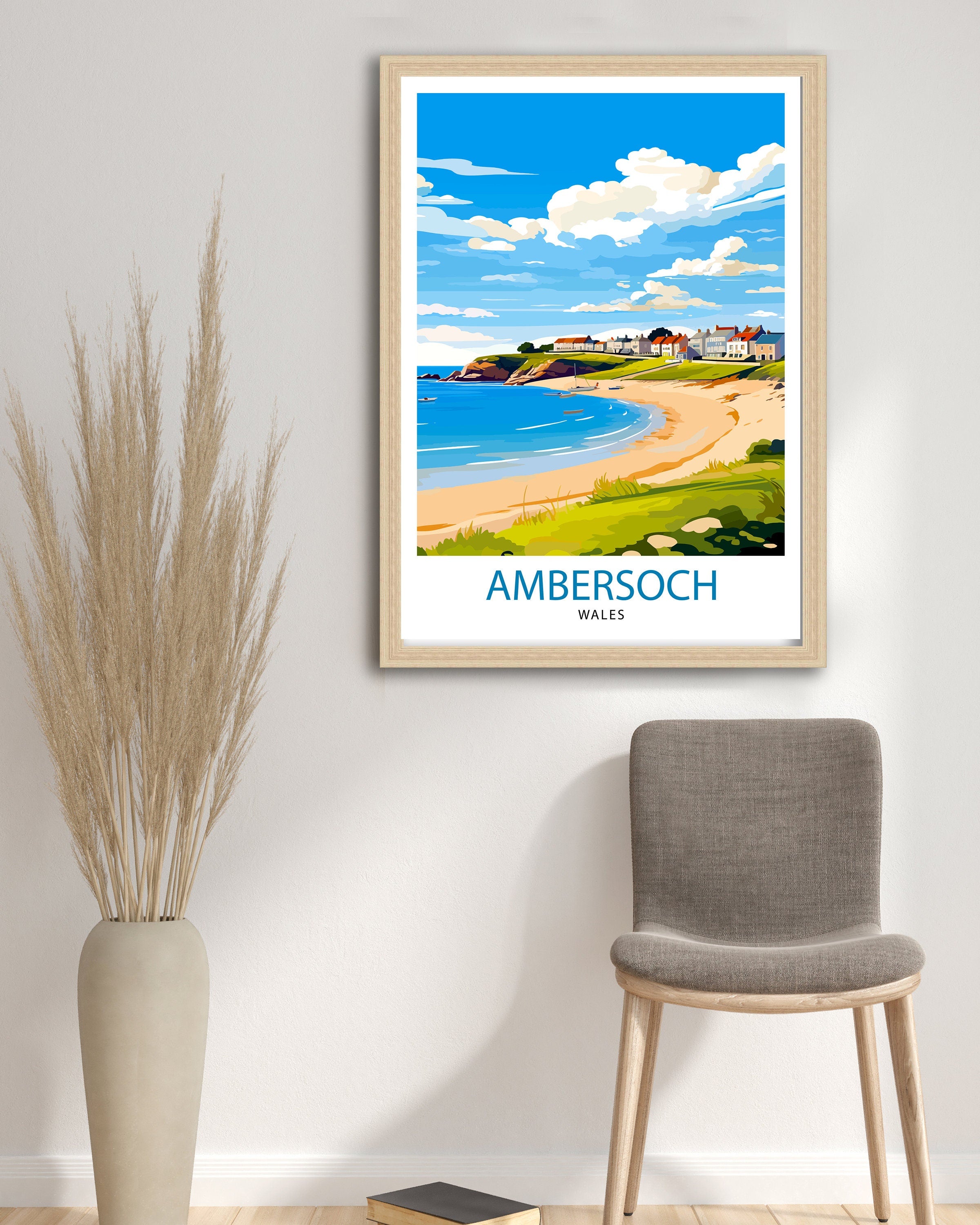 Abersoch Wales Travel Print Abersoch Wall Decor Abersoch Poster Wales Travel Prints Abersoch Art Print Abersoch Illustration Abersoch Wall