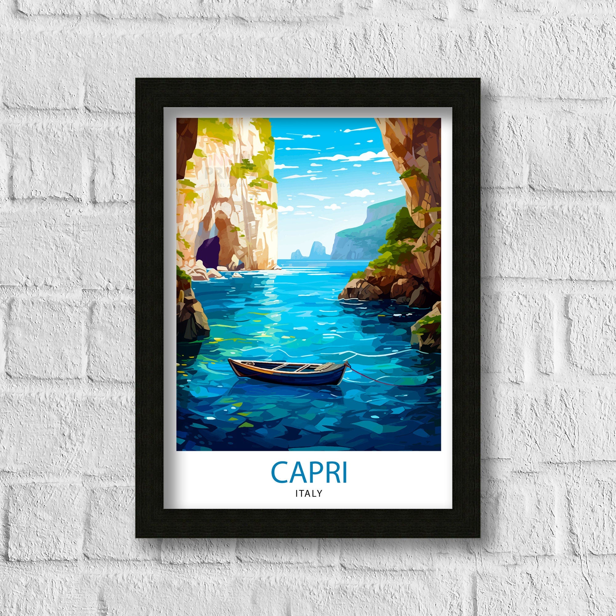 Capri Italy Travel Print Capri Wall Decor Capri Home Living Decor Capri Italy Illustration Travel Poster Gift for Capri Italy Home Decor