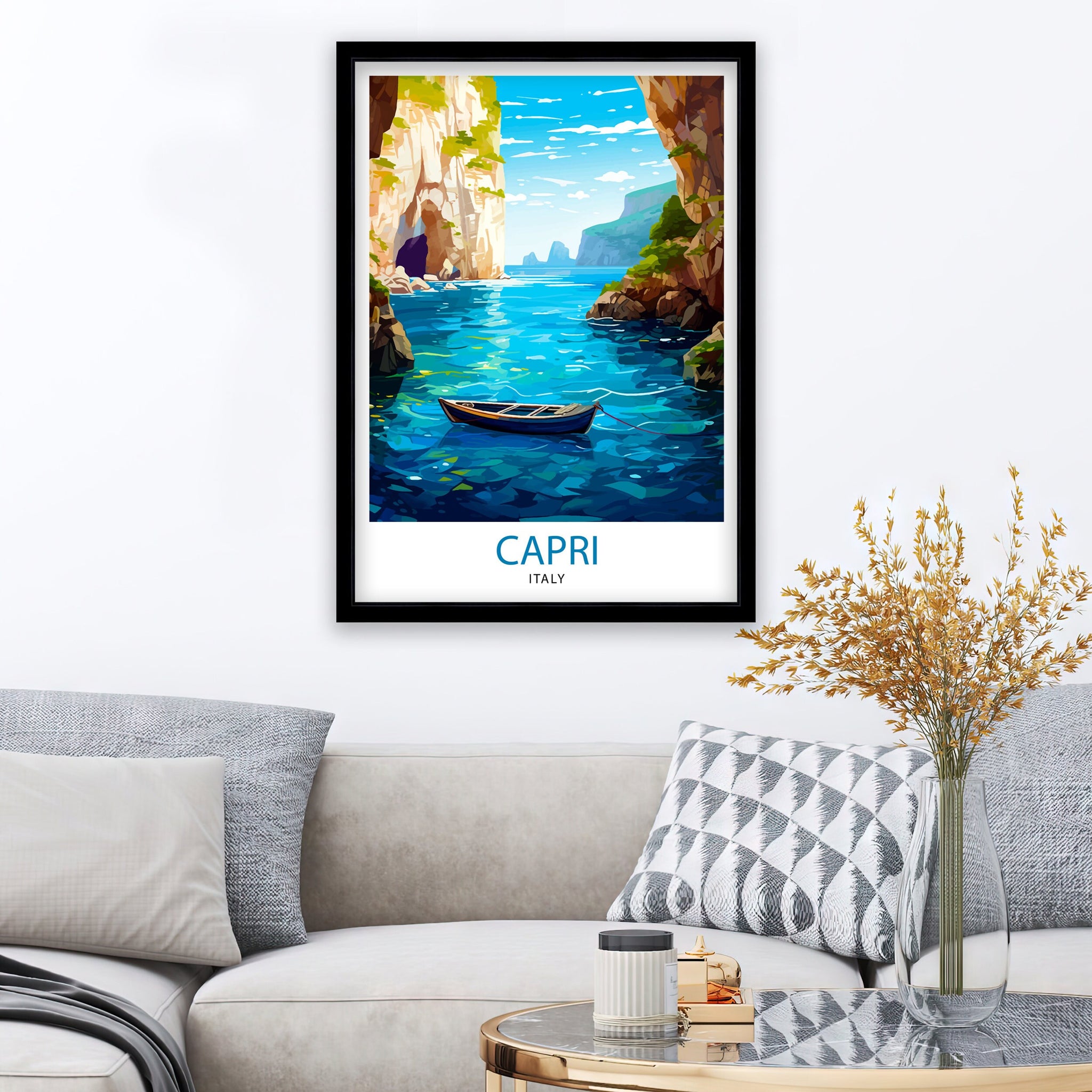 Capri Italy Travel Print Capri Wall Decor Capri Home Living Decor Capri Italy Illustration Travel Poster Gift for Capri Italy Home Decor