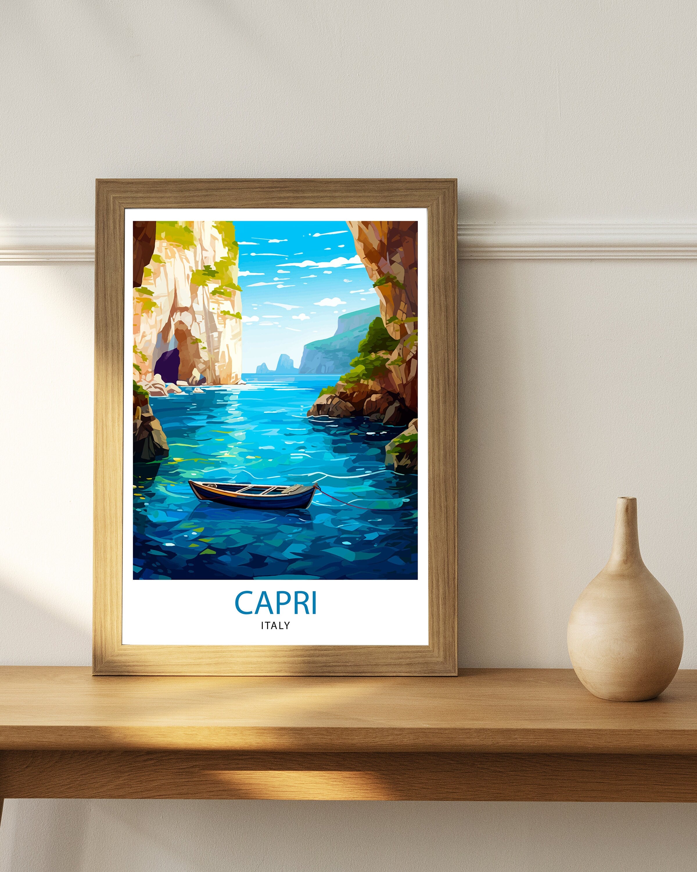 Capri Italy Travel Print Capri Wall Decor Capri Home Living Decor Capri Italy Illustration Travel Poster Gift for Capri Italy Home Decor