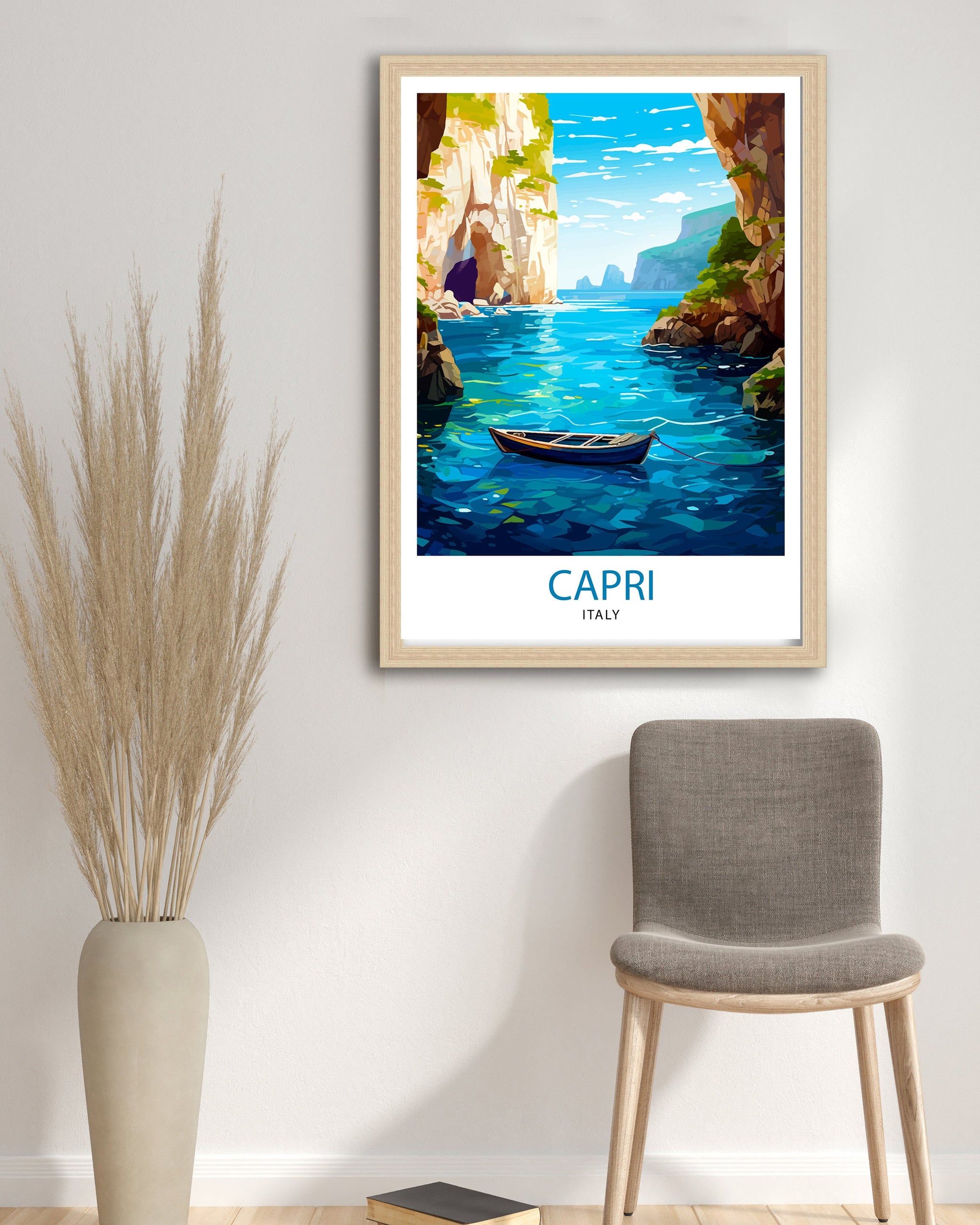 Capri Italy Travel Print Capri Wall Decor Capri Home Living Decor Capri Italy Illustration Travel Poster Gift for Capri Italy Home Decor