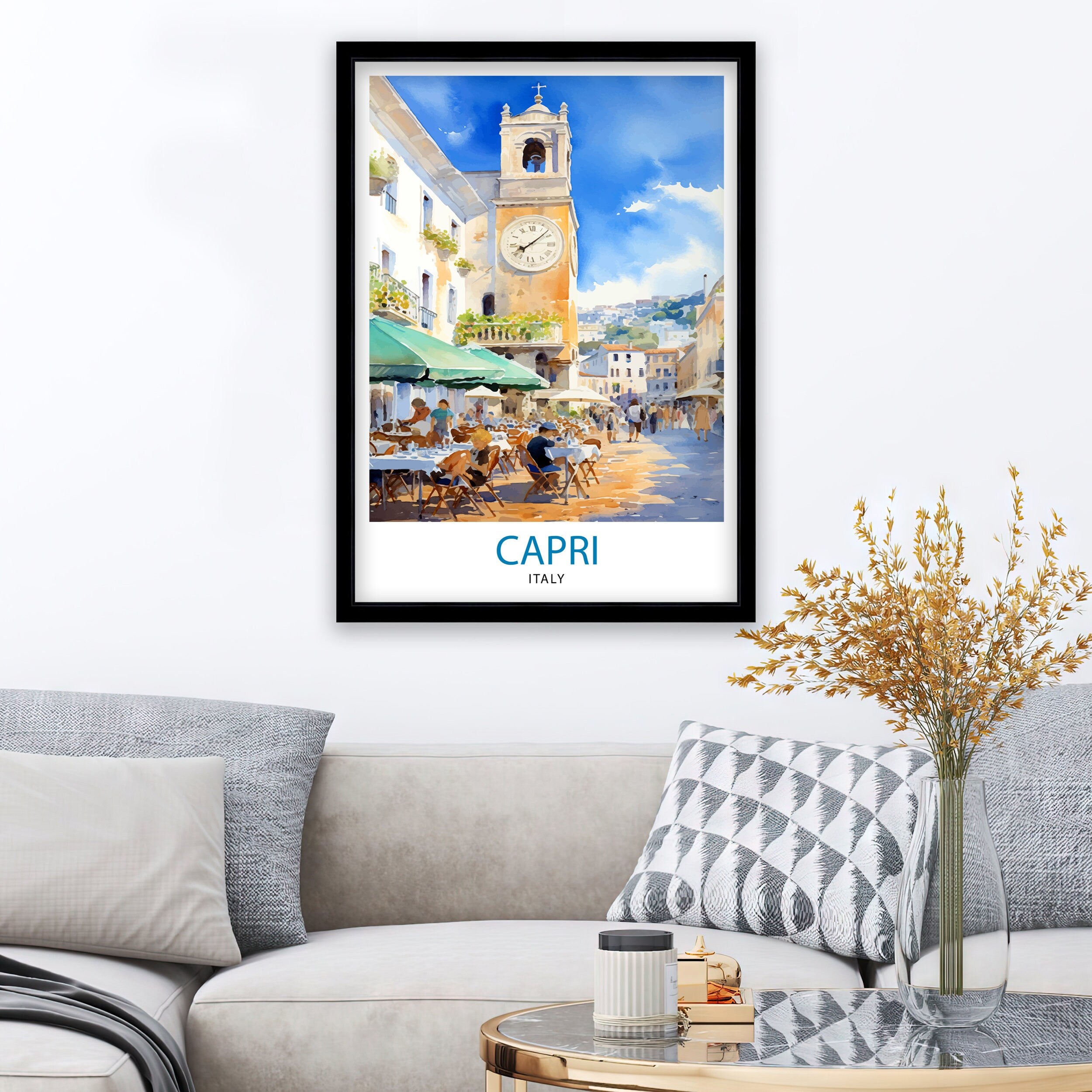 Capri Italy Travel Print Capri Wall Decor Capri Home Living Decor Capri Italy Illustration Travel Poster Gift for Capri Italy Home Decor