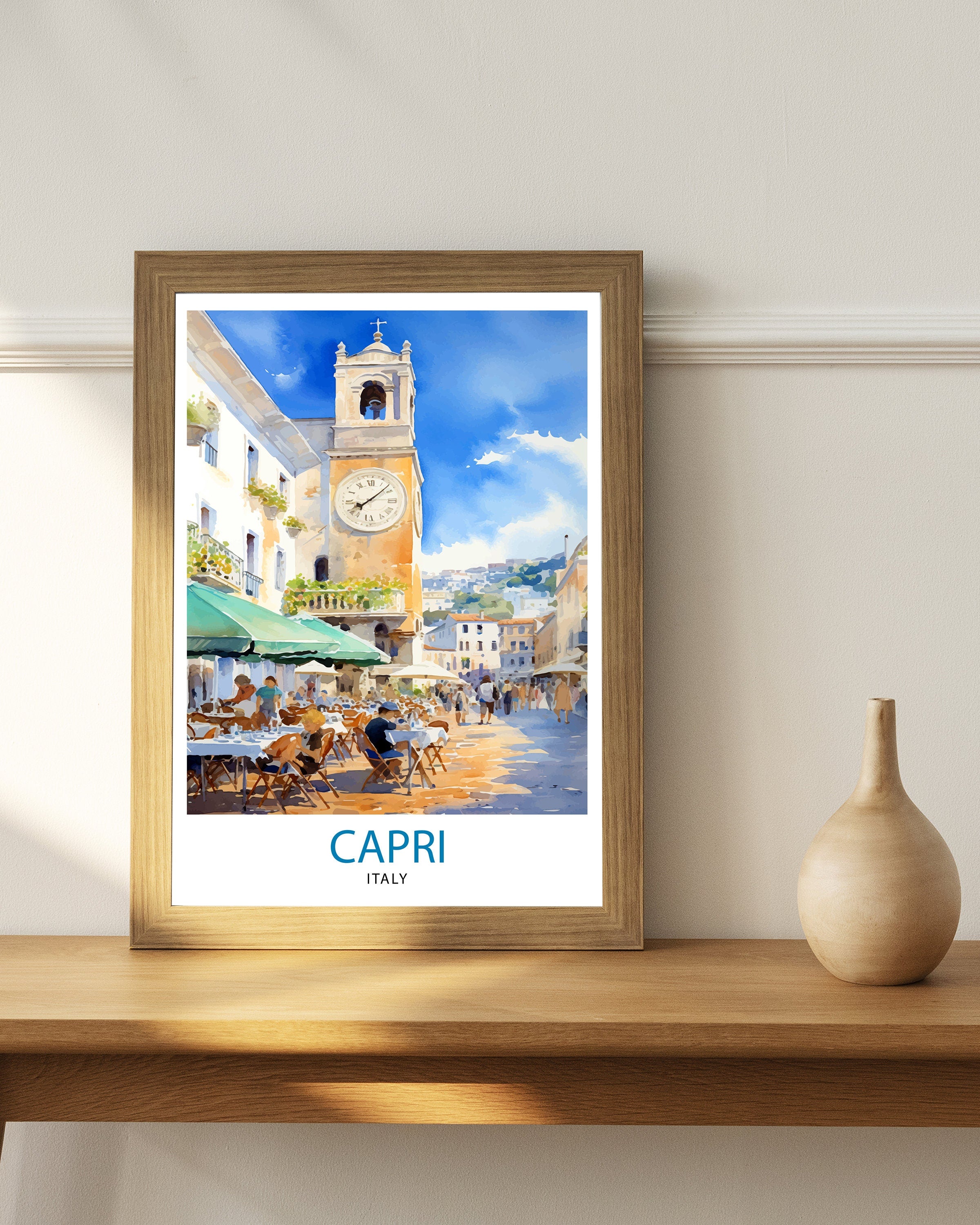 Capri Italy Travel Print Capri Wall Decor Capri Home Living Decor Capri Italy Illustration Travel Poster Gift for Capri Italy Home Decor