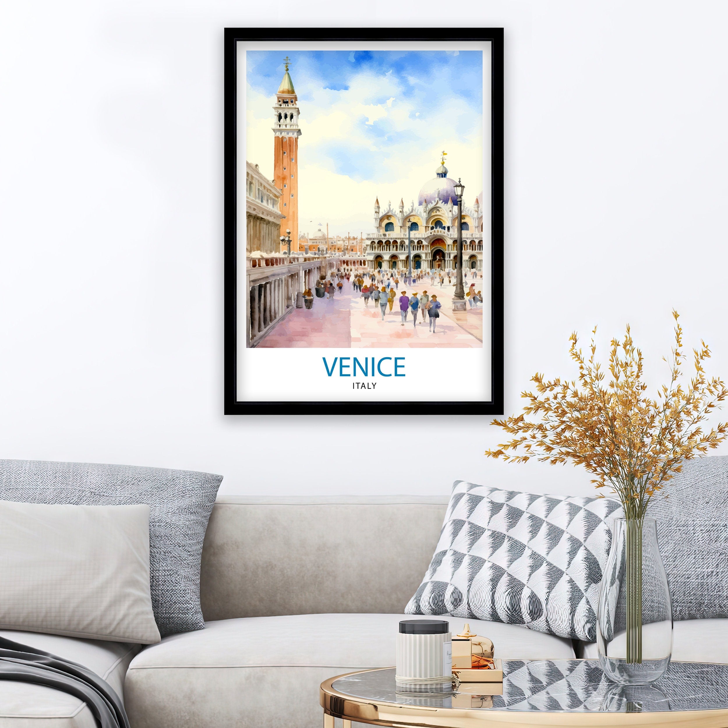 Venice Travel Print Venice Wall Decor Venice Home Living Decor Venice Italy City Print Capital City Venice Canal Poster Venice Illustration