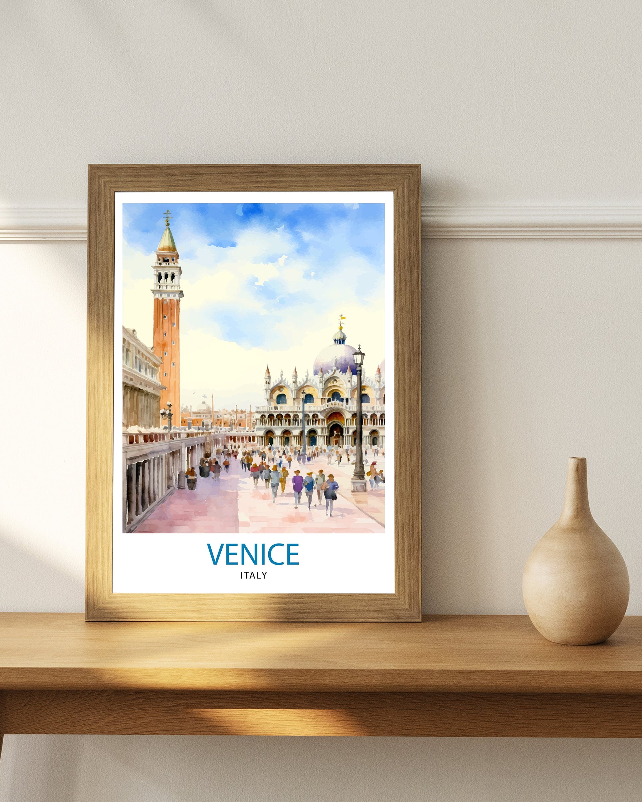 Venice Travel Print Venice Wall Decor Venice Home Living Decor Venice Italy City Print Capital City Venice Canal Poster Venice Illustration