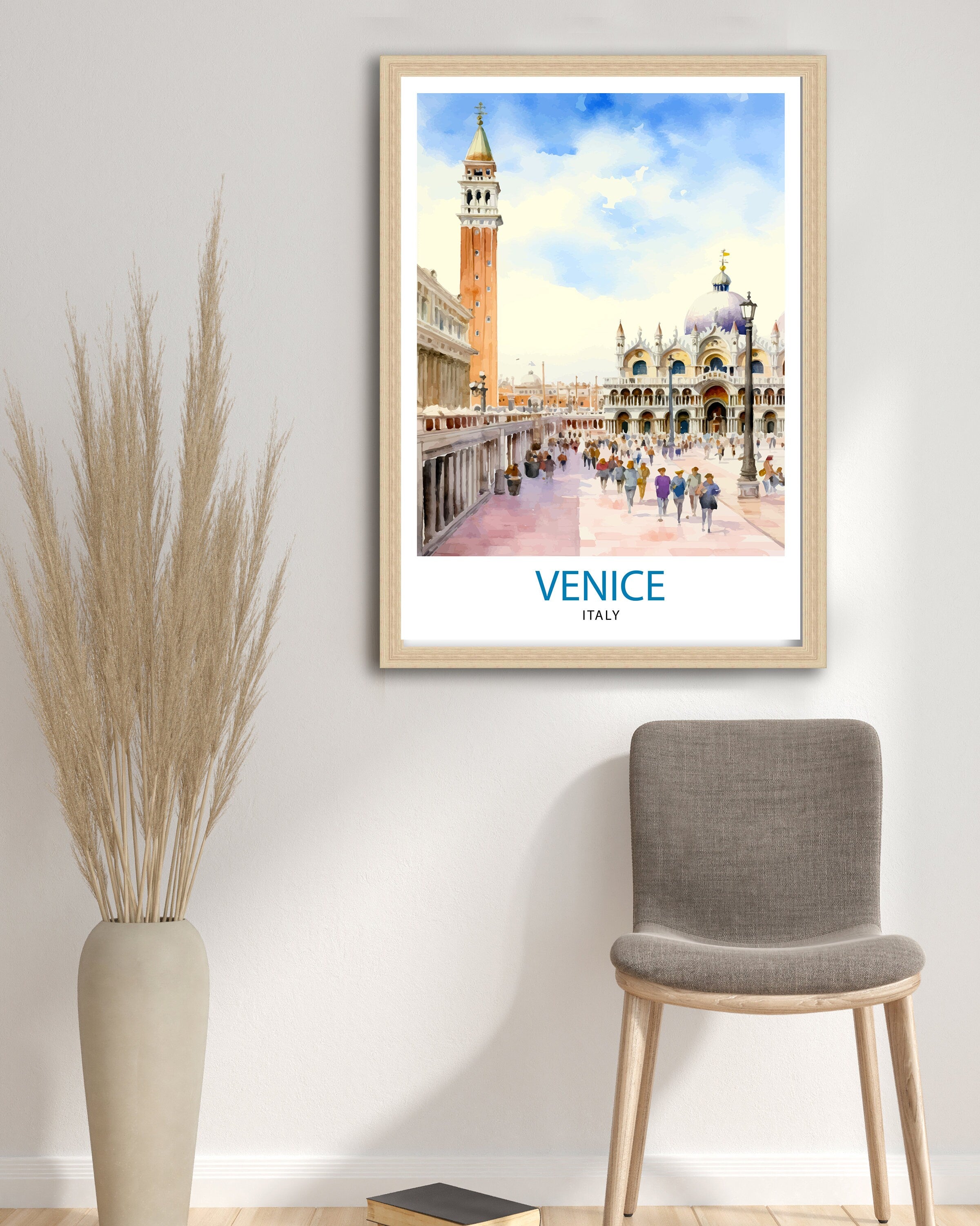 Venice Travel Print Venice Wall Decor Venice Home Living Decor Venice Italy City Print Capital City Venice Canal Poster Venice Illustration