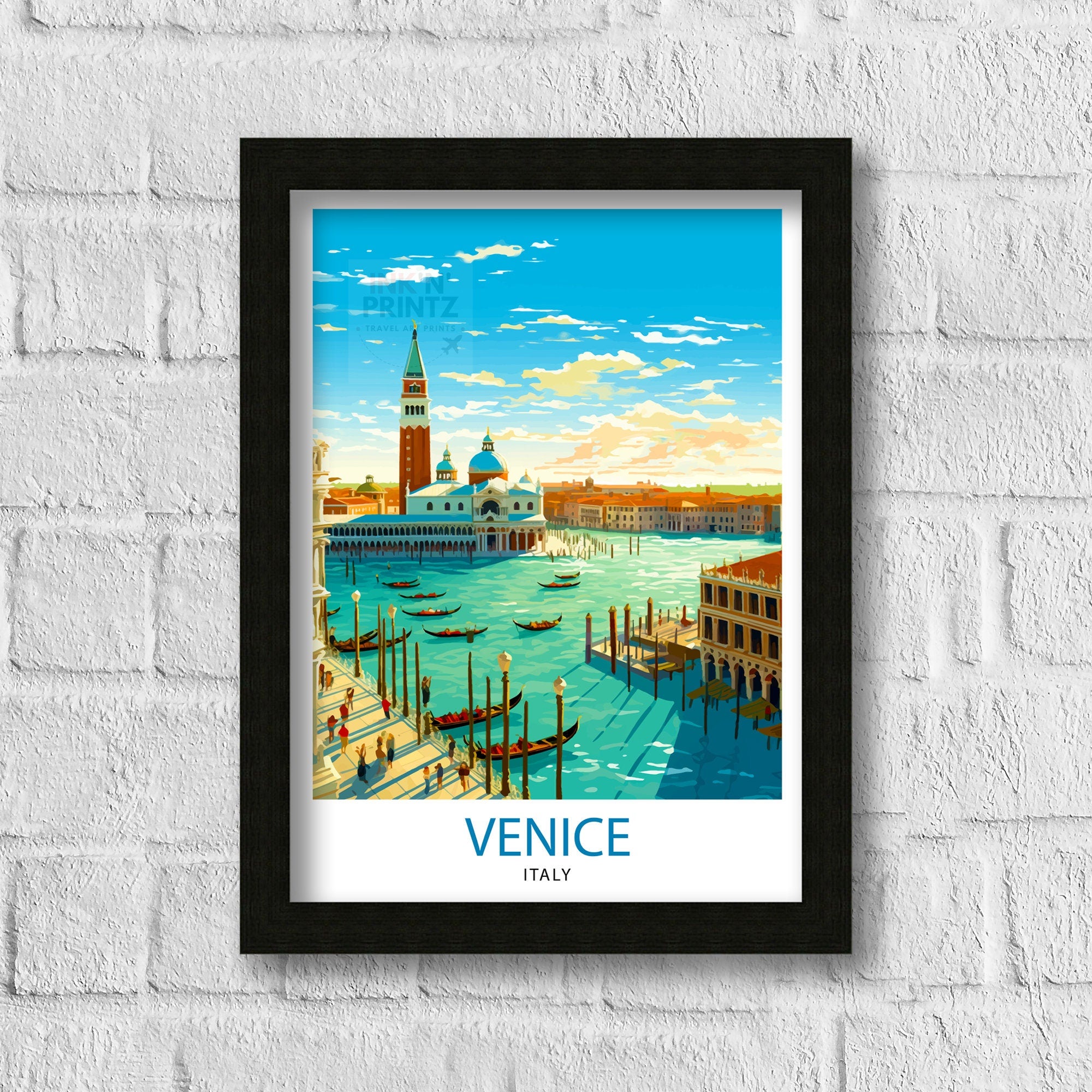 Venice Travel Print Venice Wall Decor Venice Home Living Decor Venice Italy City Print Capital City Venice Canal Poster Venice Illustration