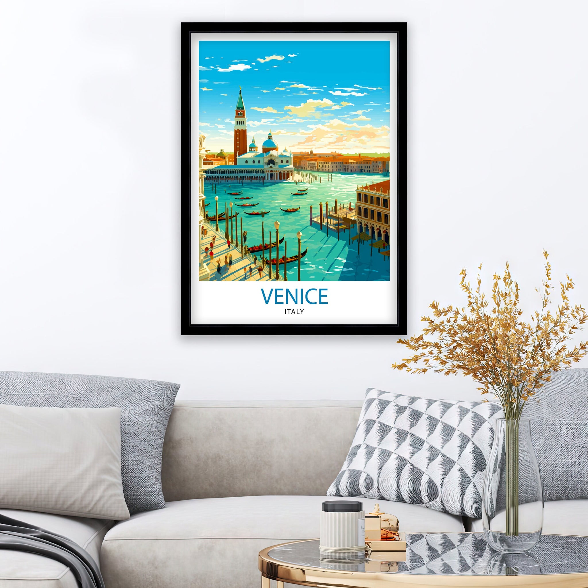 Venice Travel Print Venice Wall Decor Venice Home Living Decor Venice Italy City Print Capital City Venice Canal Poster Venice Illustration