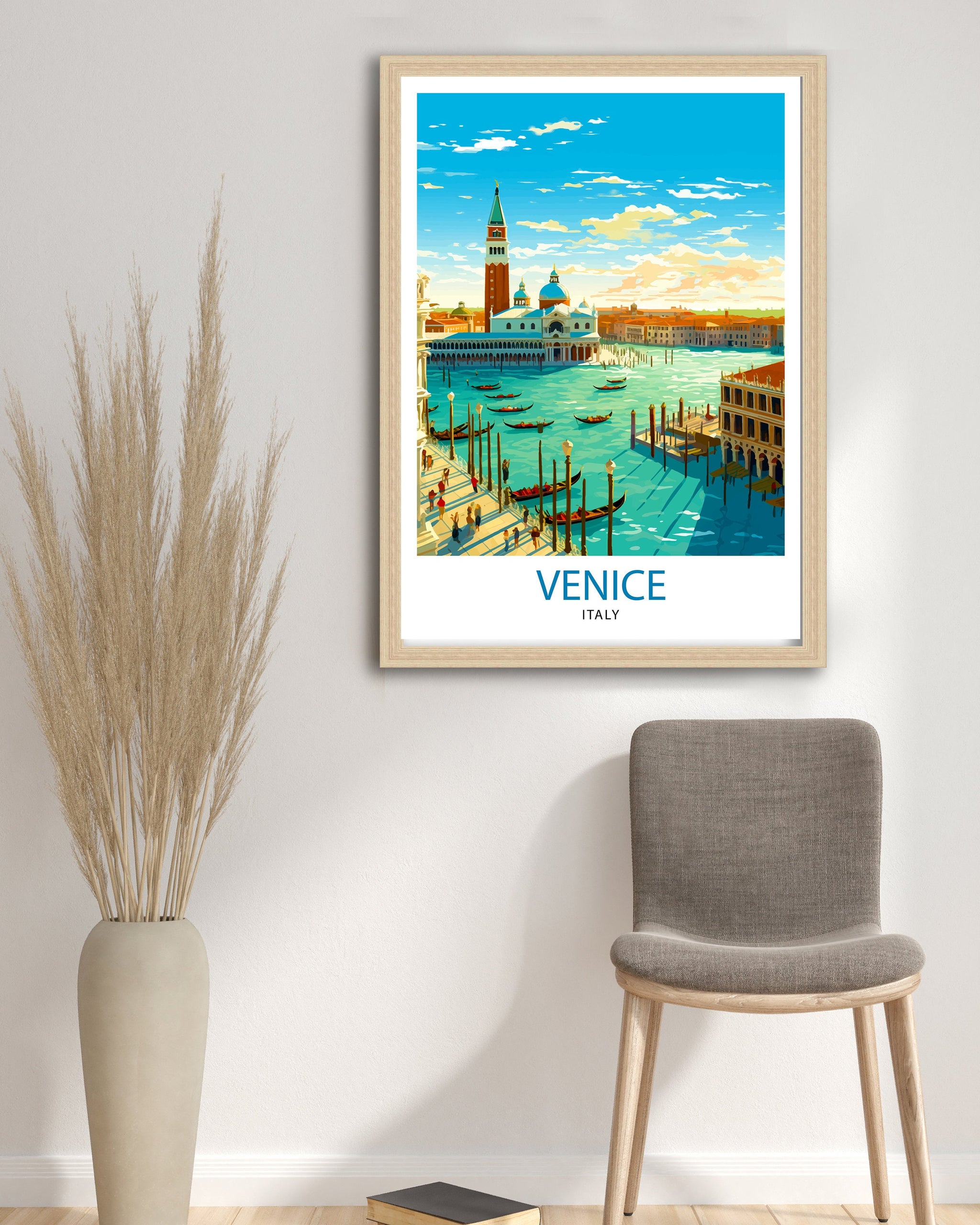 Venice Travel Print Venice Wall Decor Venice Home Living Decor Venice Italy City Print Capital City Venice Canal Poster Venice Illustration