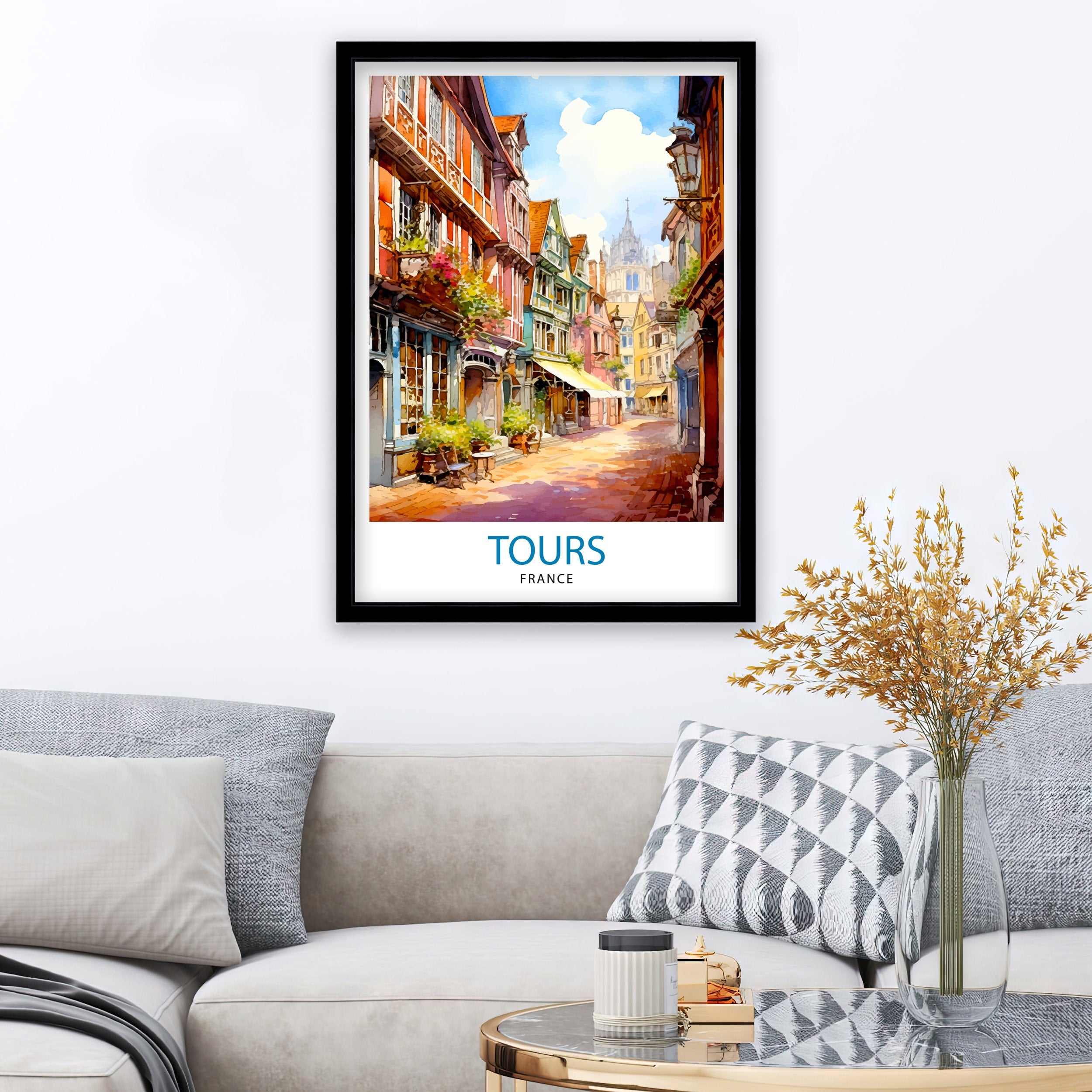 Tours France Travel Print Tours Wall Decor Tours Poster France Travel Prints Tours Art Print Tours Illustration Tours Wall Art