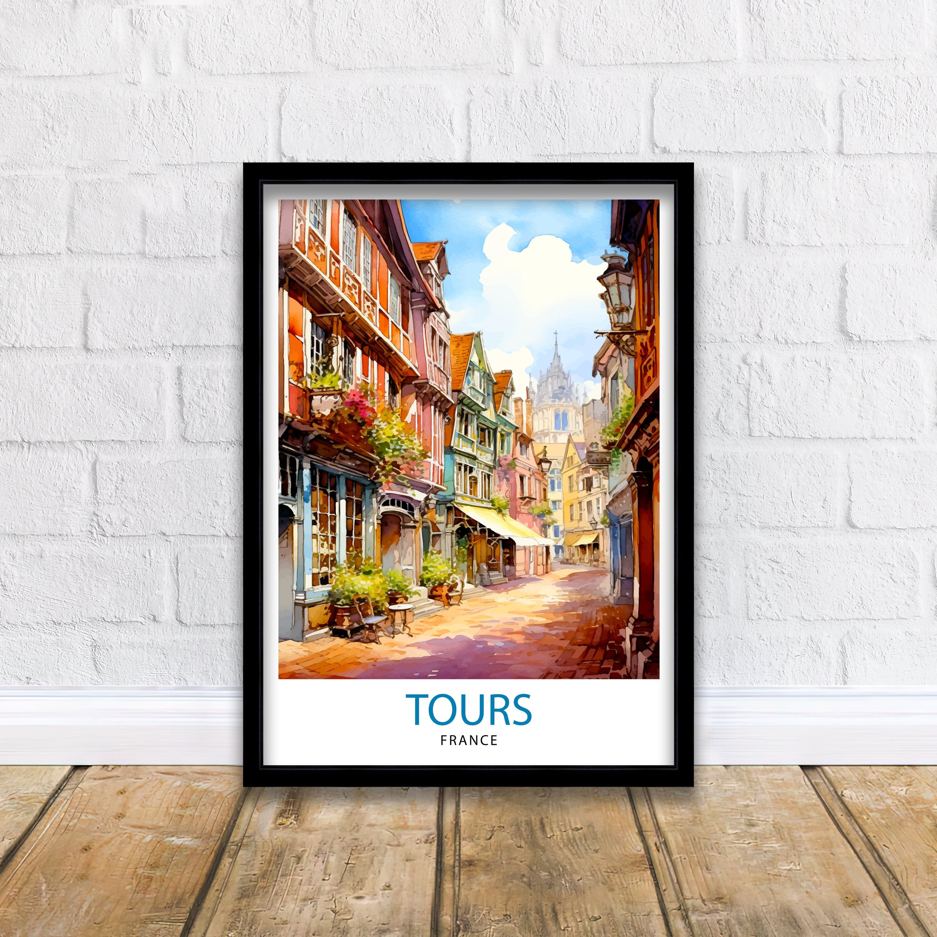 Tours France Travel Print Tours Wall Decor Tours Poster France Travel Prints Tours Art Print Tours Illustration Tours Wall Art