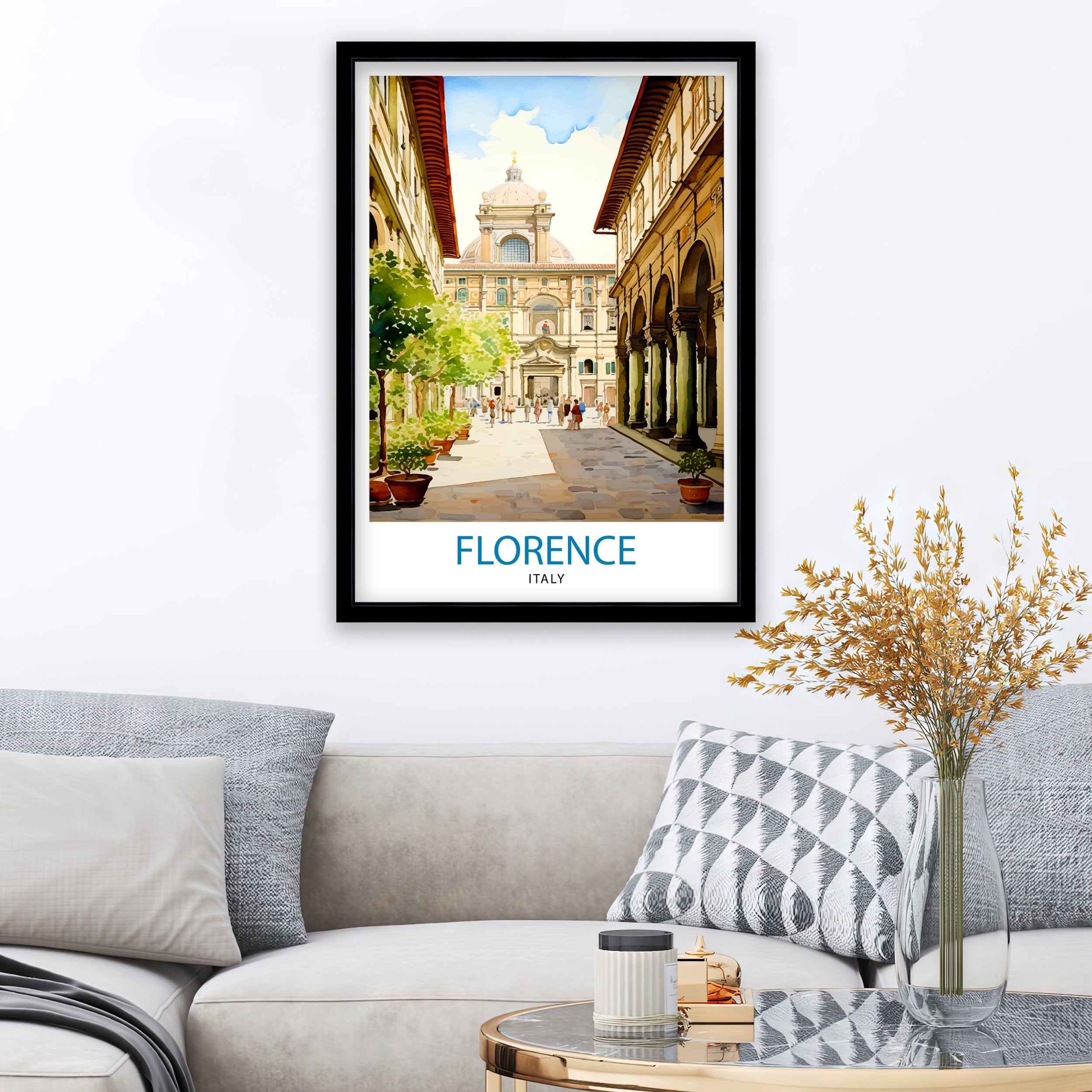 Florence Italy Travel Print Florence Wall Decor Florence Home Living Decor Florence Italy Illustration Travel Poster Gift for Florence