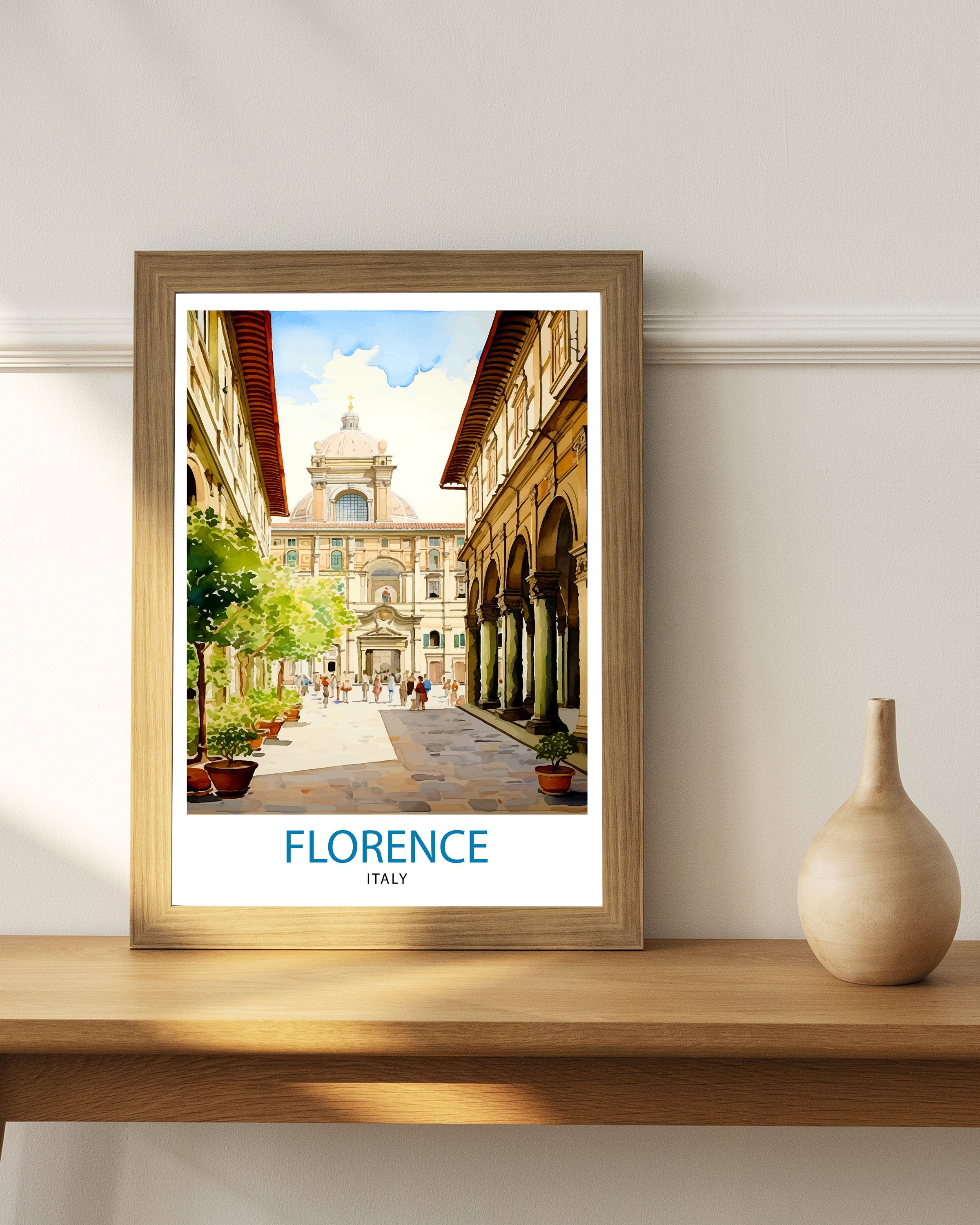 Florence Italy Travel Print Florence Wall Decor Florence Home Living Decor Florence Italy Illustration Travel Poster Gift for Florence