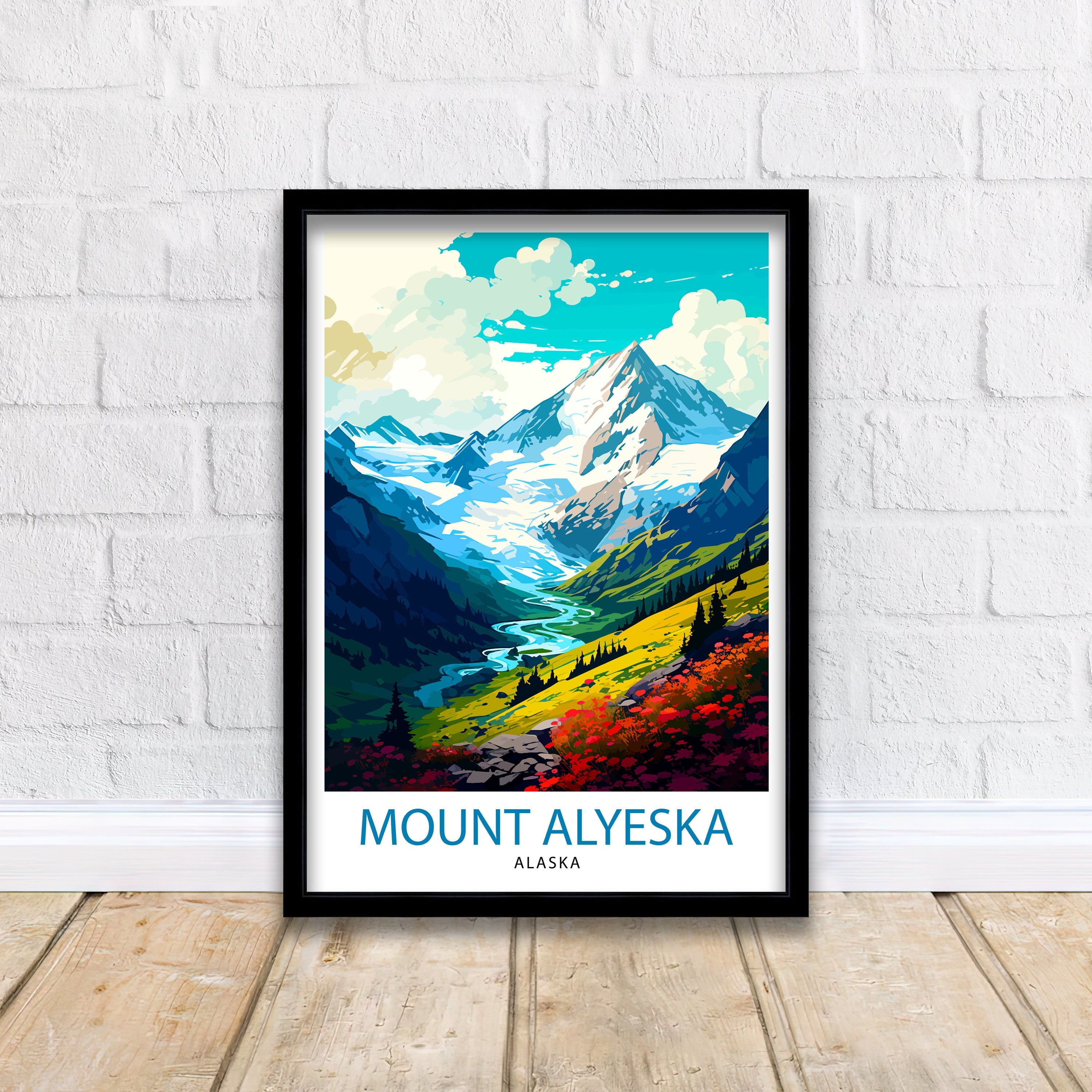 Mount Alyeska Alaska Travel Print| Mount Alyeska Wall Decor Mount Alyeska Poster Alaska Travel Prints Mount Alyeska Art Print Mount Alyeska