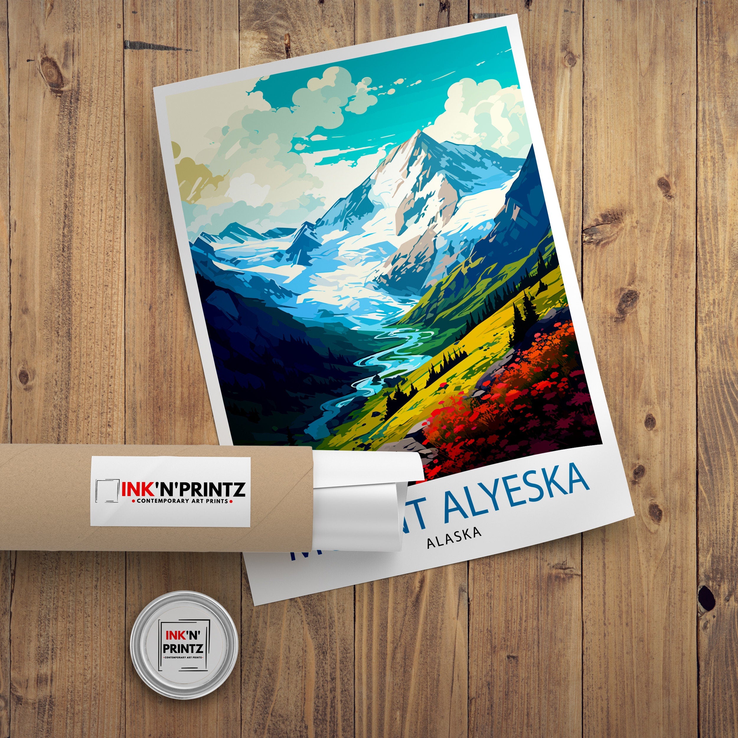 Mount Alyeska Alaska Travel Print| Mount Alyeska Wall Decor Mount Alyeska Poster Alaska Travel Prints Mount Alyeska Art Print Mount Alyeska