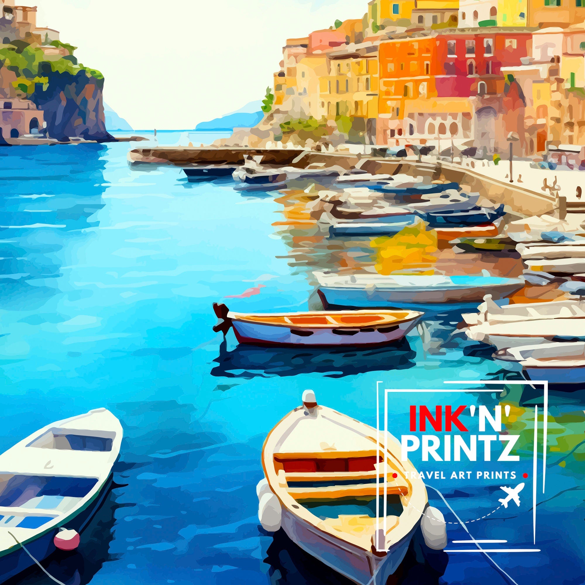Sorrento Italy Travel Print Sorrento Wall Decor - Sorrento Poster Italy Travel Prints Sorrento Art Print Sorrento Italy Illustration