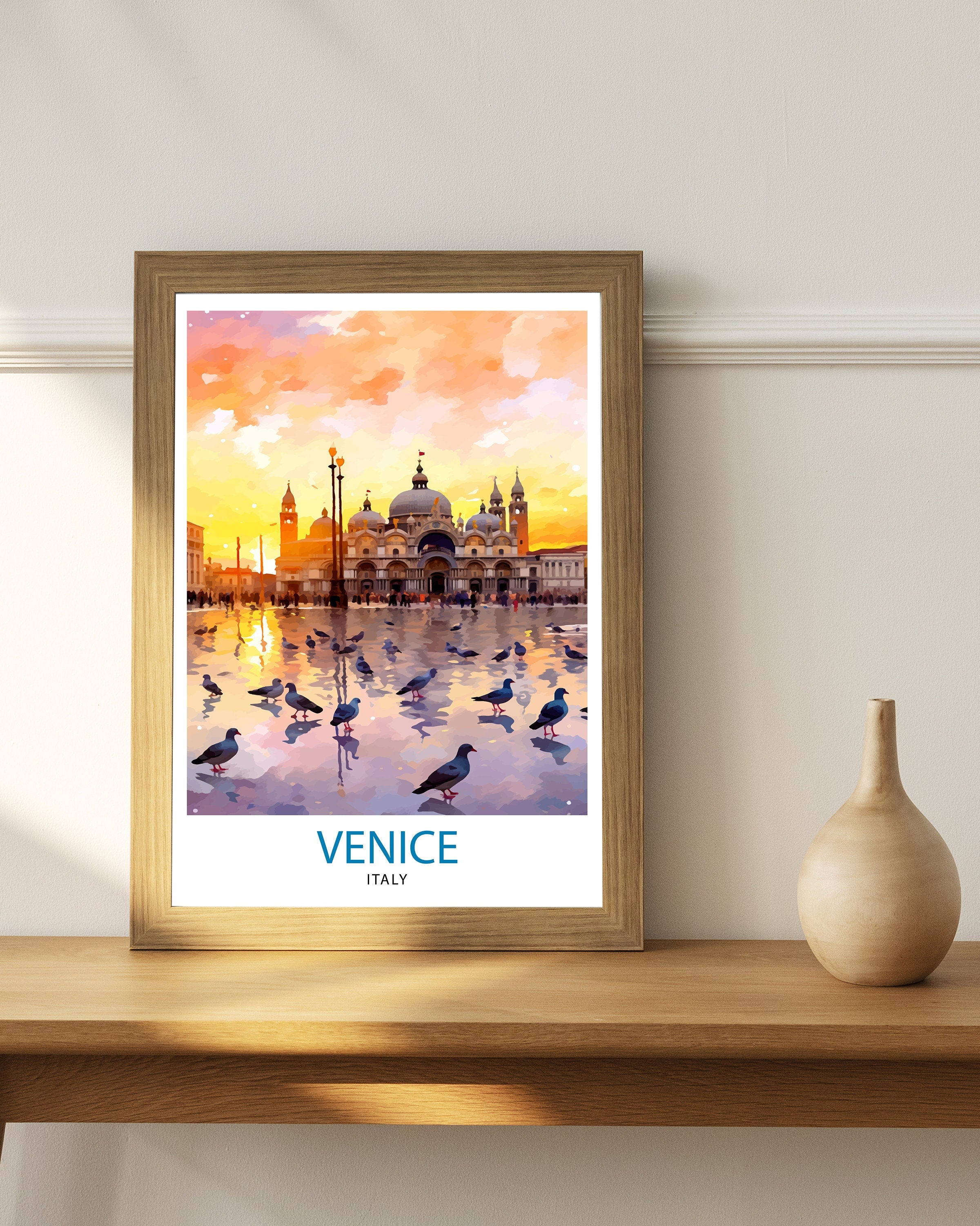 Venice Travel Print Venice Wall Decor Venice Home Living Decor Venice Italy City Print Capital City Venice Canal Poster Venice Illustration