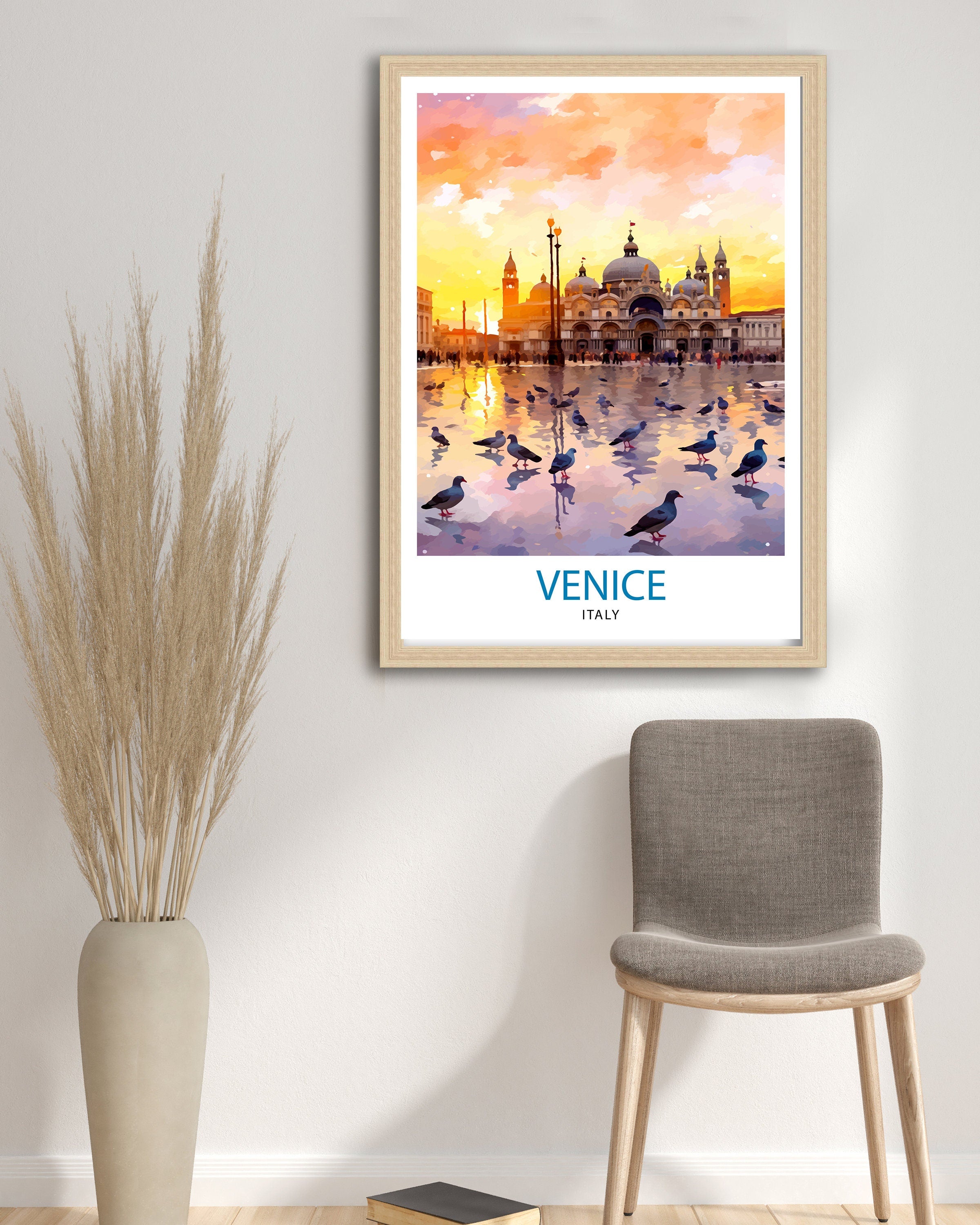 Venice Travel Print Venice Wall Decor Venice Home Living Decor Venice Italy City Print Capital City Venice Canal Poster Venice Illustration