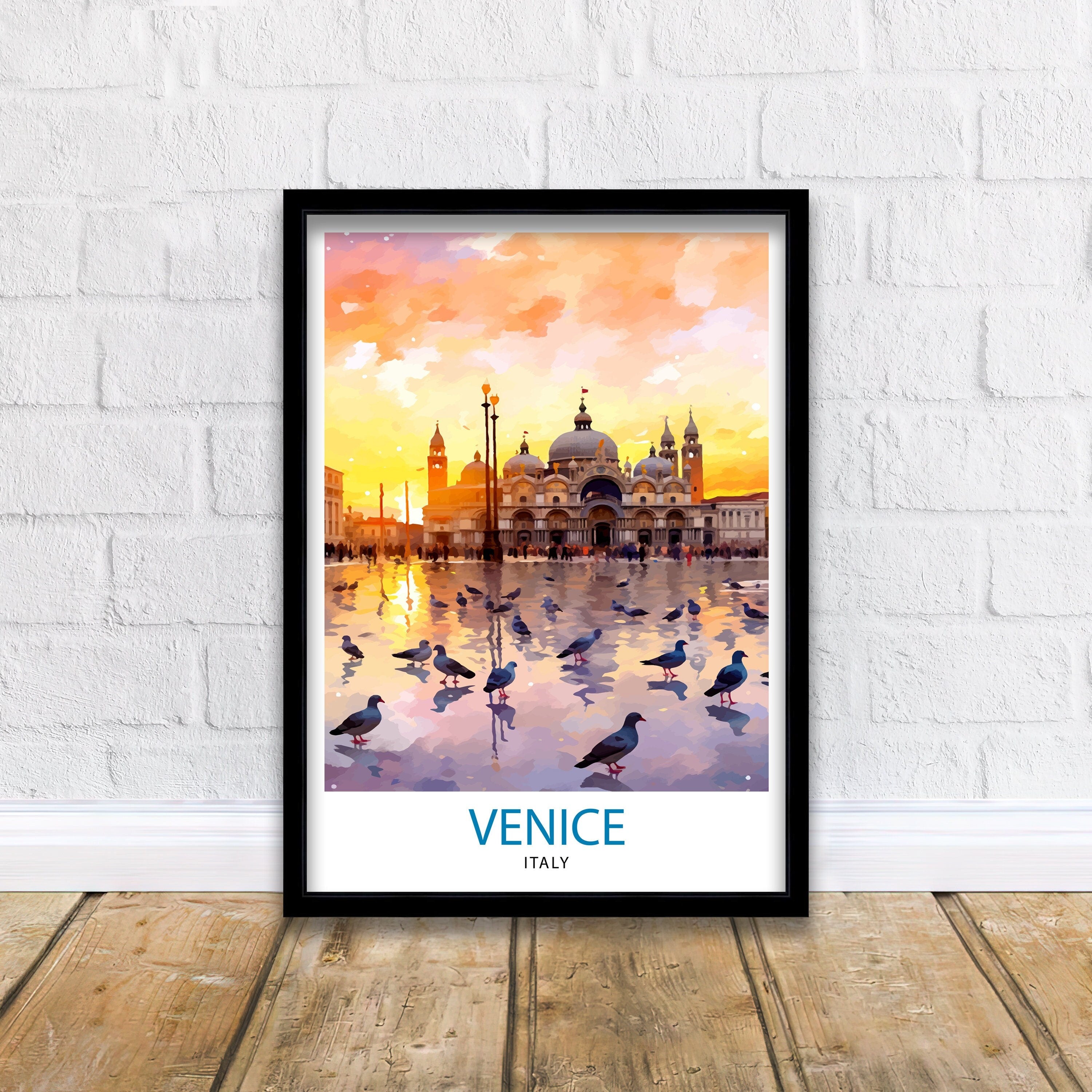 Venice Travel Print Venice Wall Decor Venice Home Living Decor Venice Italy City Print Capital City Venice Canal Poster Venice Illustration