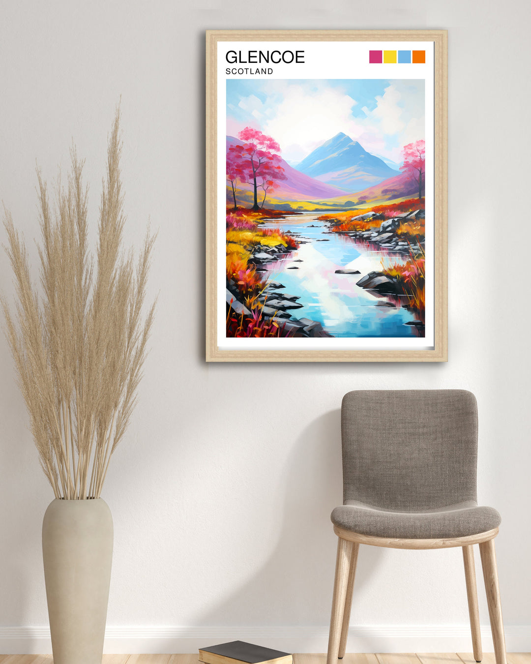 Glencoe Scotland Travel Poster Glencoe Wall Art Glencoe Scotland Landscape Poster Scotland Travel Poster Scottish Highlands Poster